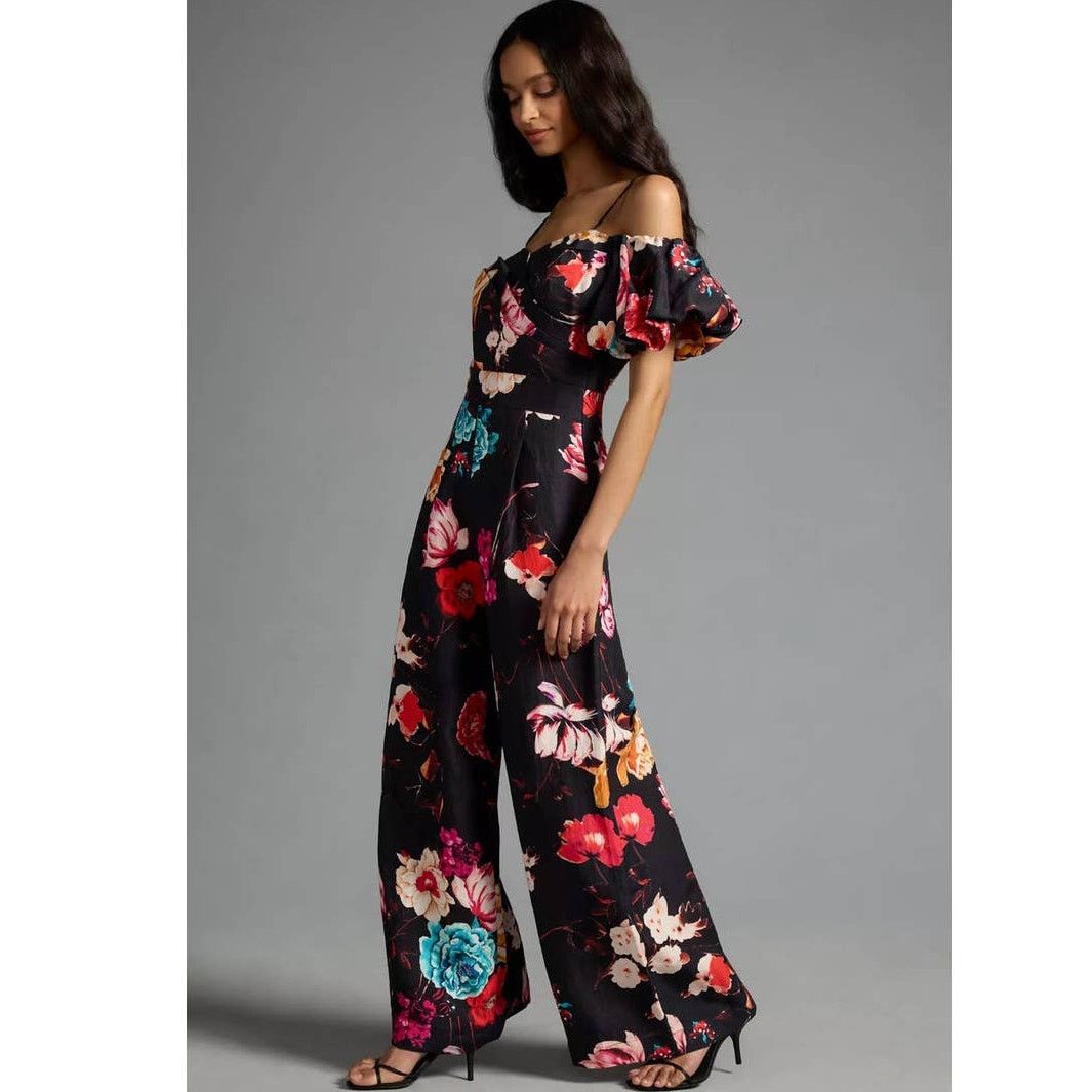 Anthropologie NWT Anthropologie Ranna Gill Off-The-Shoulder Jumpsuit $188 Size 26" / US 2 / IT 38 - 1 Thumbnail