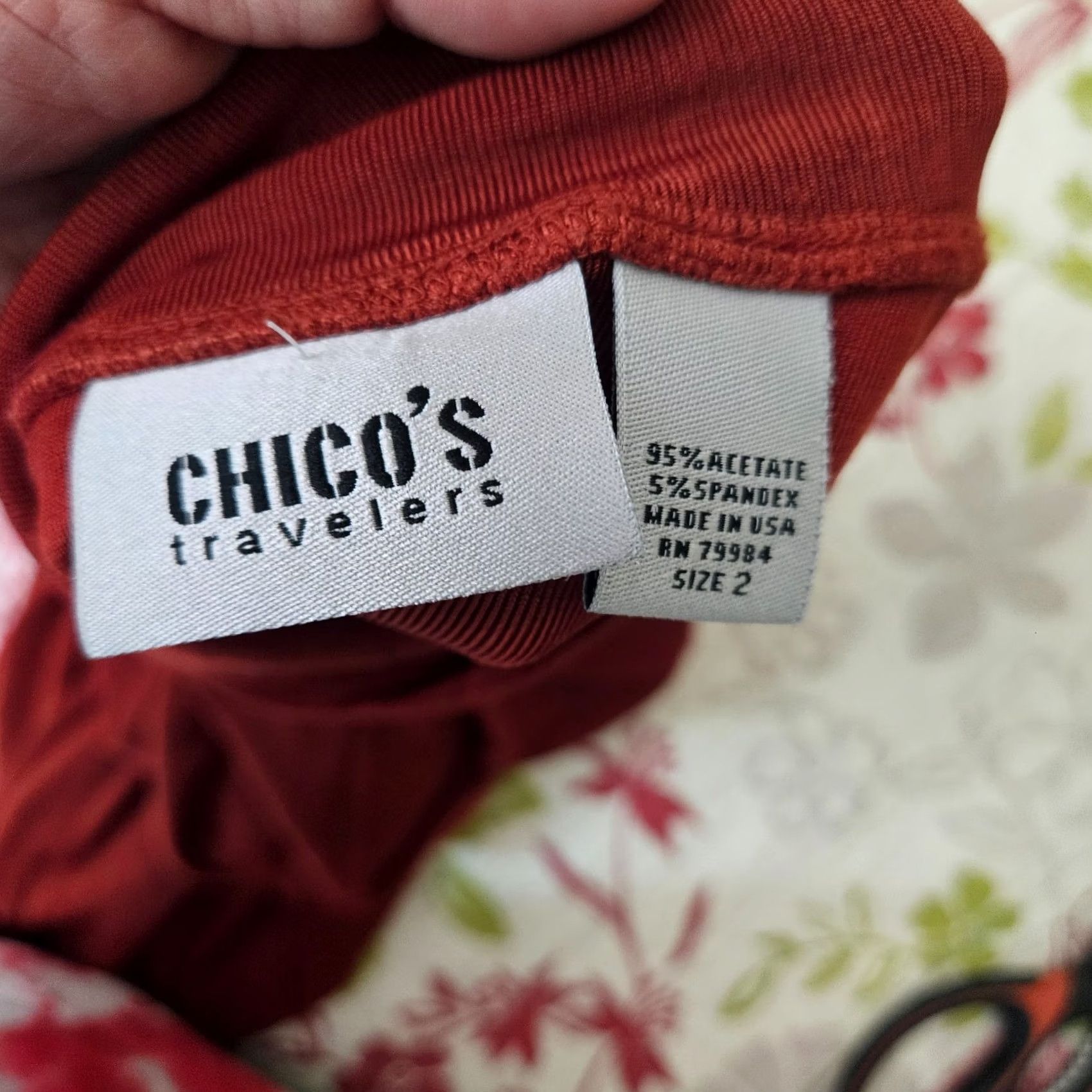 Vintage Chico's Women's Cap Sleeve Knit Turtle Neck Top Sz 2 Red Regular Stretch Made in USA Size XS / US 0-2 / IT 36-38 - 3 Thumbnail