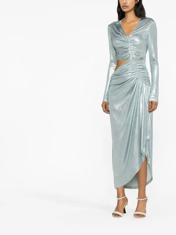Off-White o1y1125 Midi Dress in Sky Blue Size S / US 4 / IT 40 - 2 Thumbnail