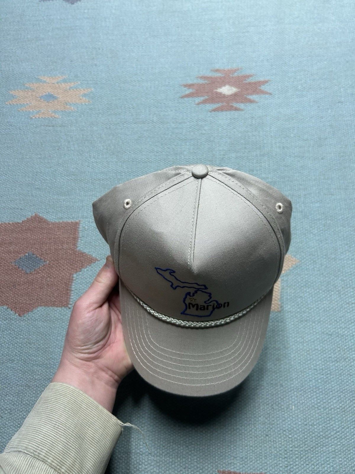 Vintage Vintage SnapBack hat Marion Michigan mitten cotton beige tan Size ONE SIZE - 3 Thumbnail
