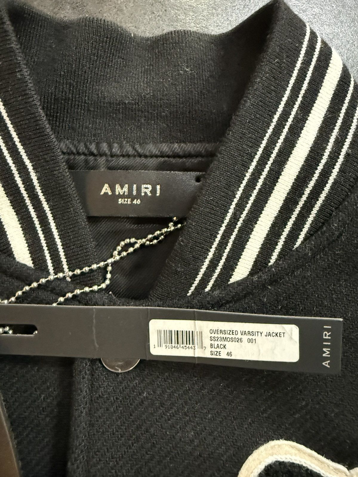 Amiri AMIRI OVERSIZED VARSITY LEATHER WOOL JACKET (BLACK) 46 Size US S / EU 44-46 / 1 - 5 Thumbnail