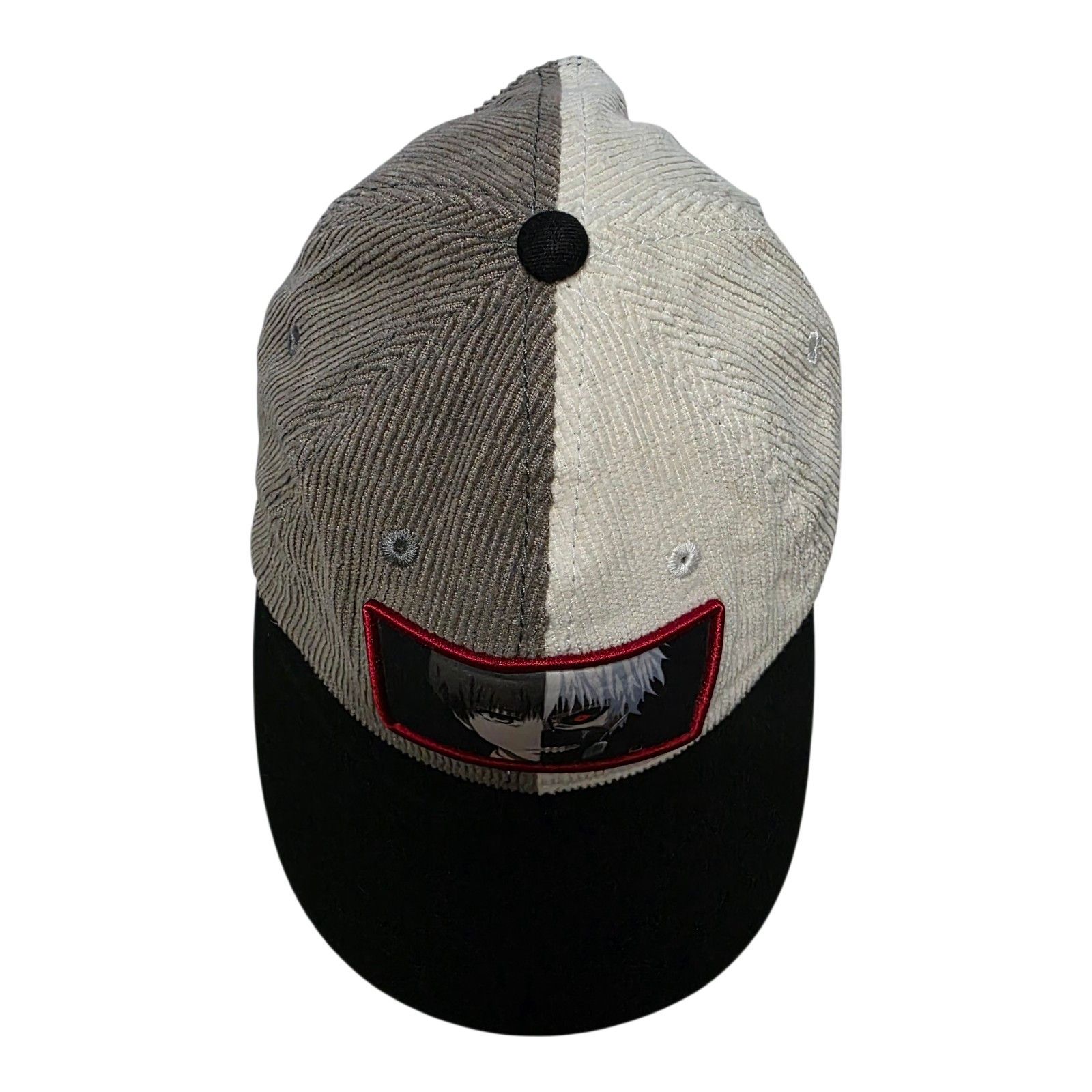 Anime HotTopic Tokyo Ghoul Ken Kaneki Split Face Cordroy dad Cap Size ONE SIZE - 8 Thumbnail