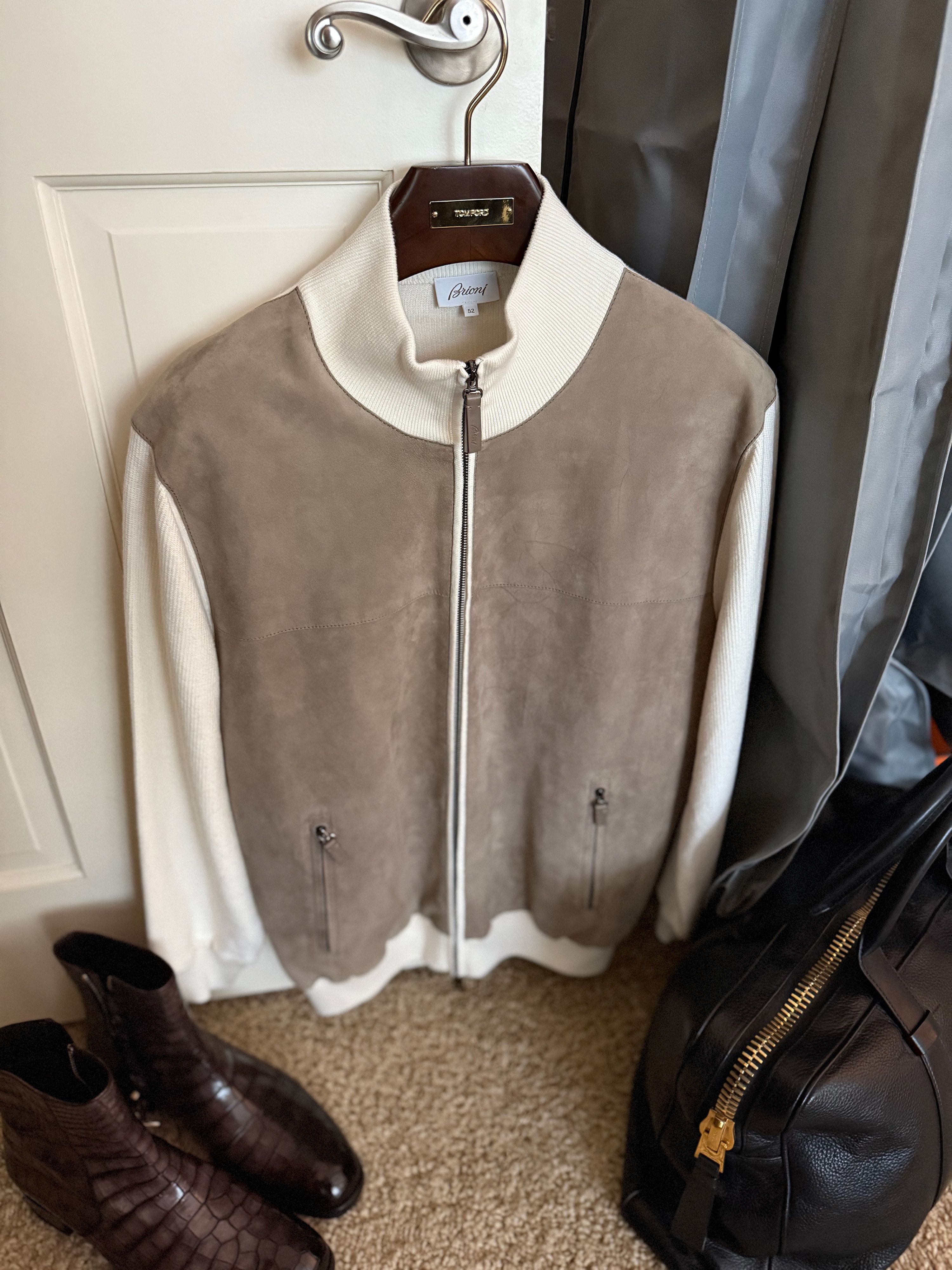 Brioni Best Dressed Rare $6K w/tax Suede / White Cashmere Knit Size US L / EU 52-54 / 3 - 3 Thumbnail