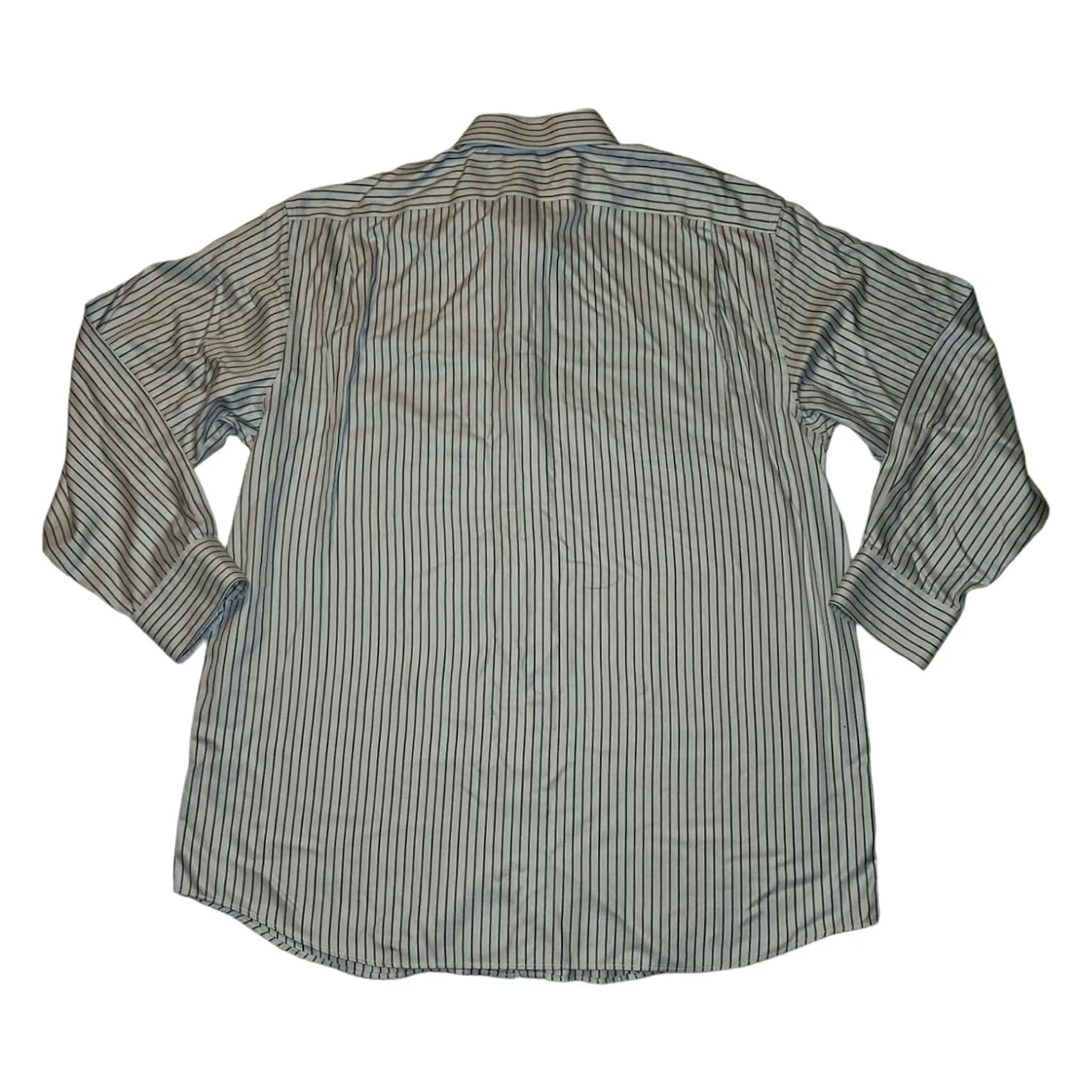 Hart Schaffner Marx Hart Schaffner Marx Button-Up Long Sleeve Men's 34 Pima Cotton Striped Lt Gray Non-Iron Pockets Embroidered 48 Chest Regular Shirt, 34 Size US S / EU 44-46 / 1 - 7 Thumbnail