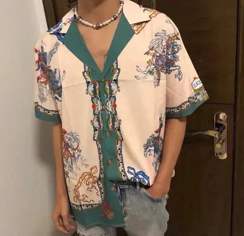 Japanese Brand New Curated War Horse Print Summer Casual Shirt Size US XL / EU 56 / 4 - 4 Thumbnail