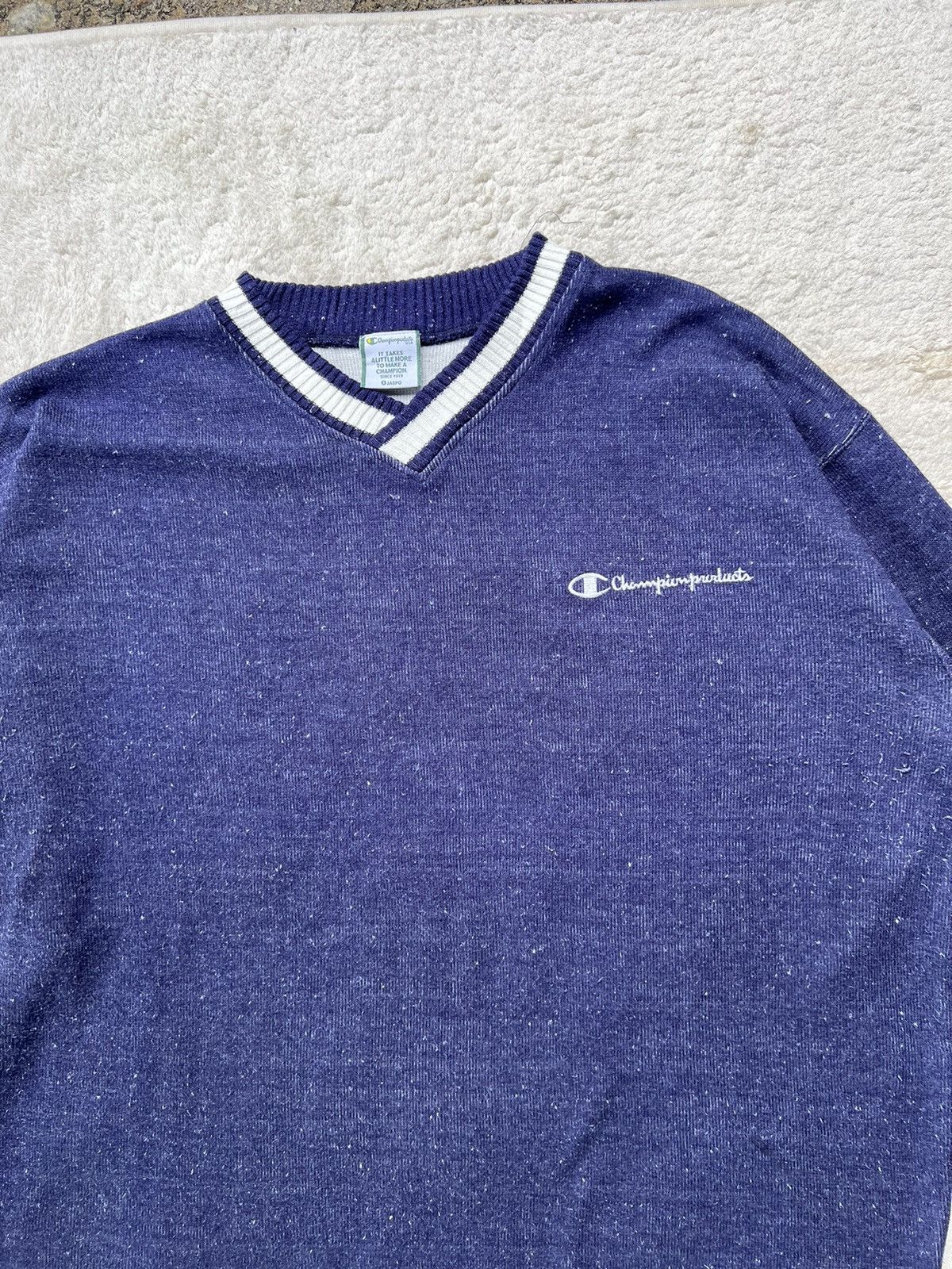 Champion × Vintage Vintage Champion Sweatshirt V-sheap coller Size US L / EU 52-54 / 3 - 4 Thumbnail