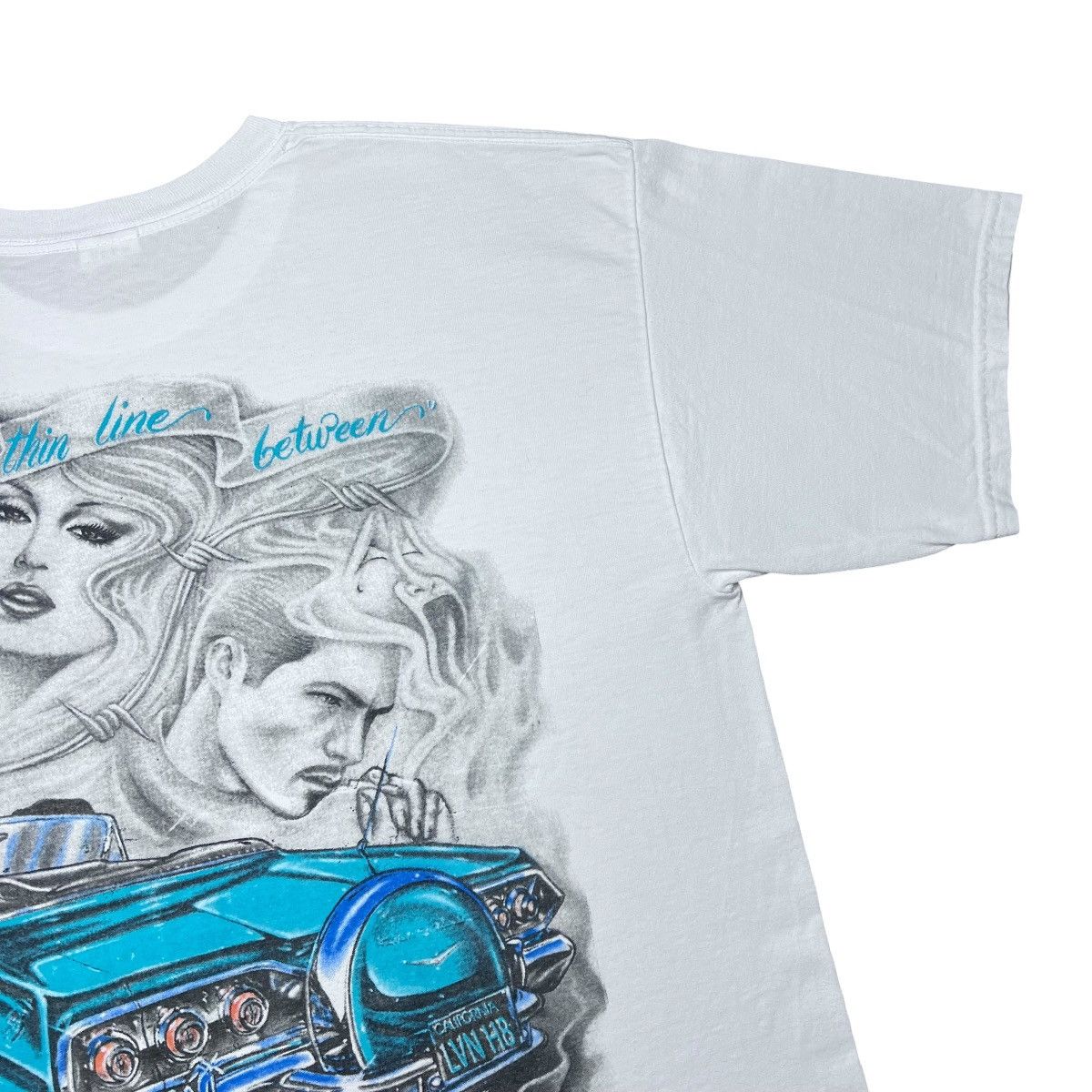 Other 90s Lowrider Thin Line Between Love And Hate Chicano T-Shirt Size US XL / EU 56 / 4 - 14 Thumbnail