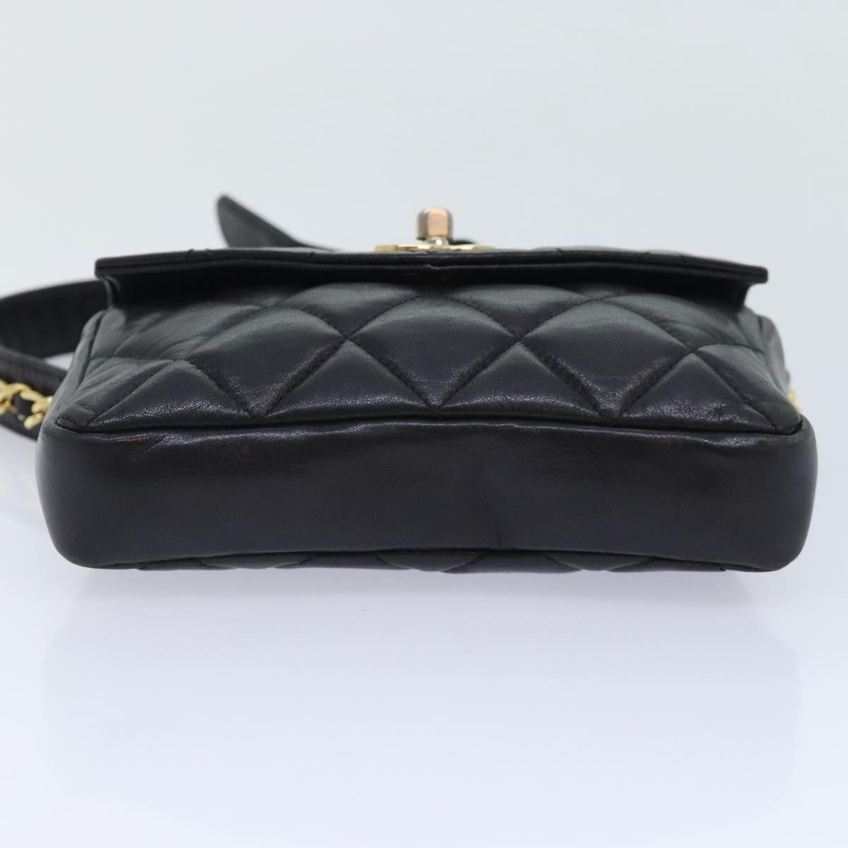 Chanel CHANEL Matelasse Waist Bag Lamb Skin Black Gold CC Size ONE SIZE - 5 Thumbnail