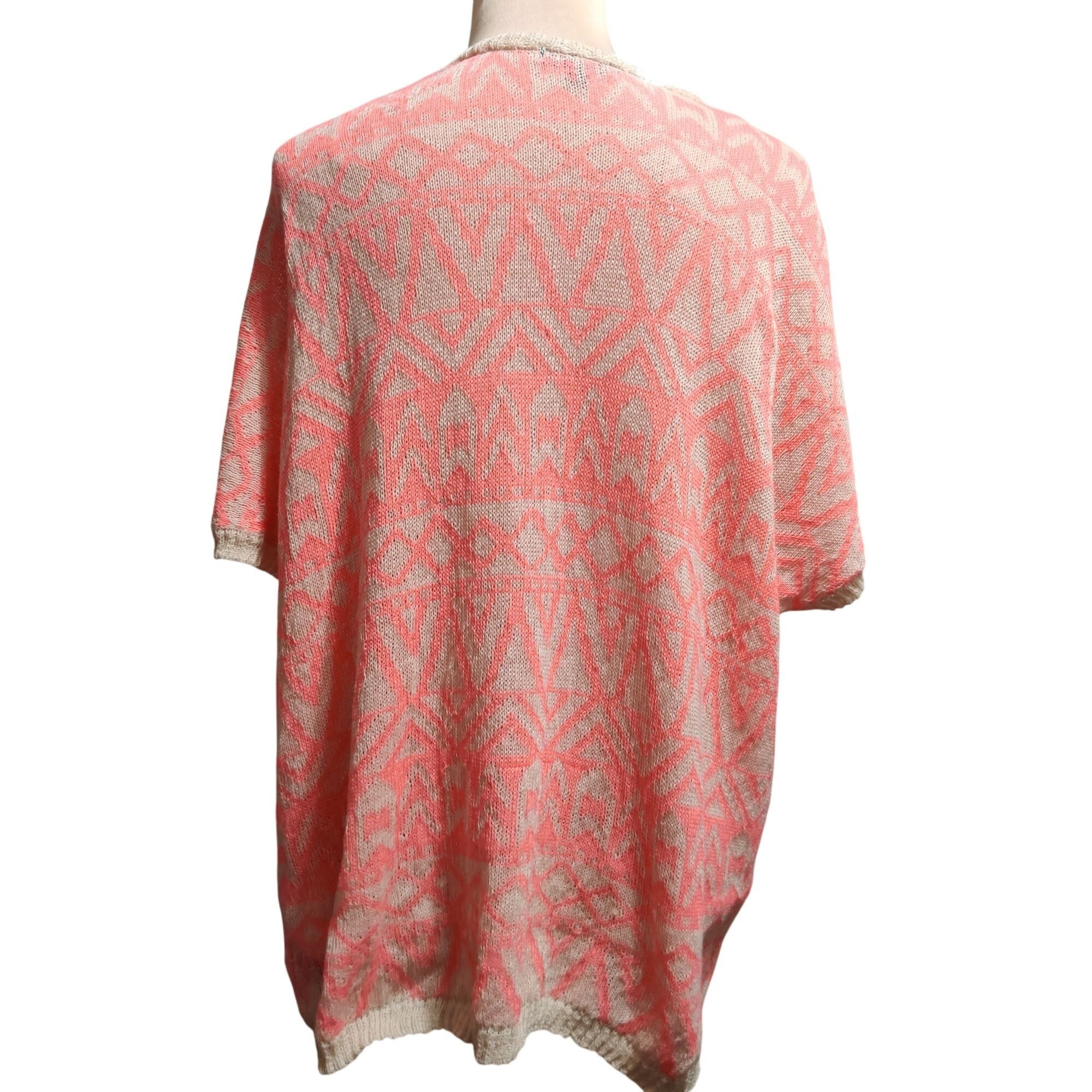 Other Miss Daisy S Coral Aztec Open Knit Cardigan Short Sleeve Boh Size S / US 4 / IT 40 - 4 Thumbnail