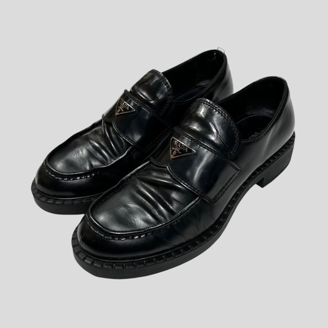 Prada Prada Milano 2021 Black Brushed Leather Loafers - UK11/11.5 Size US 12 / EU 45 - 1 Thumbnail