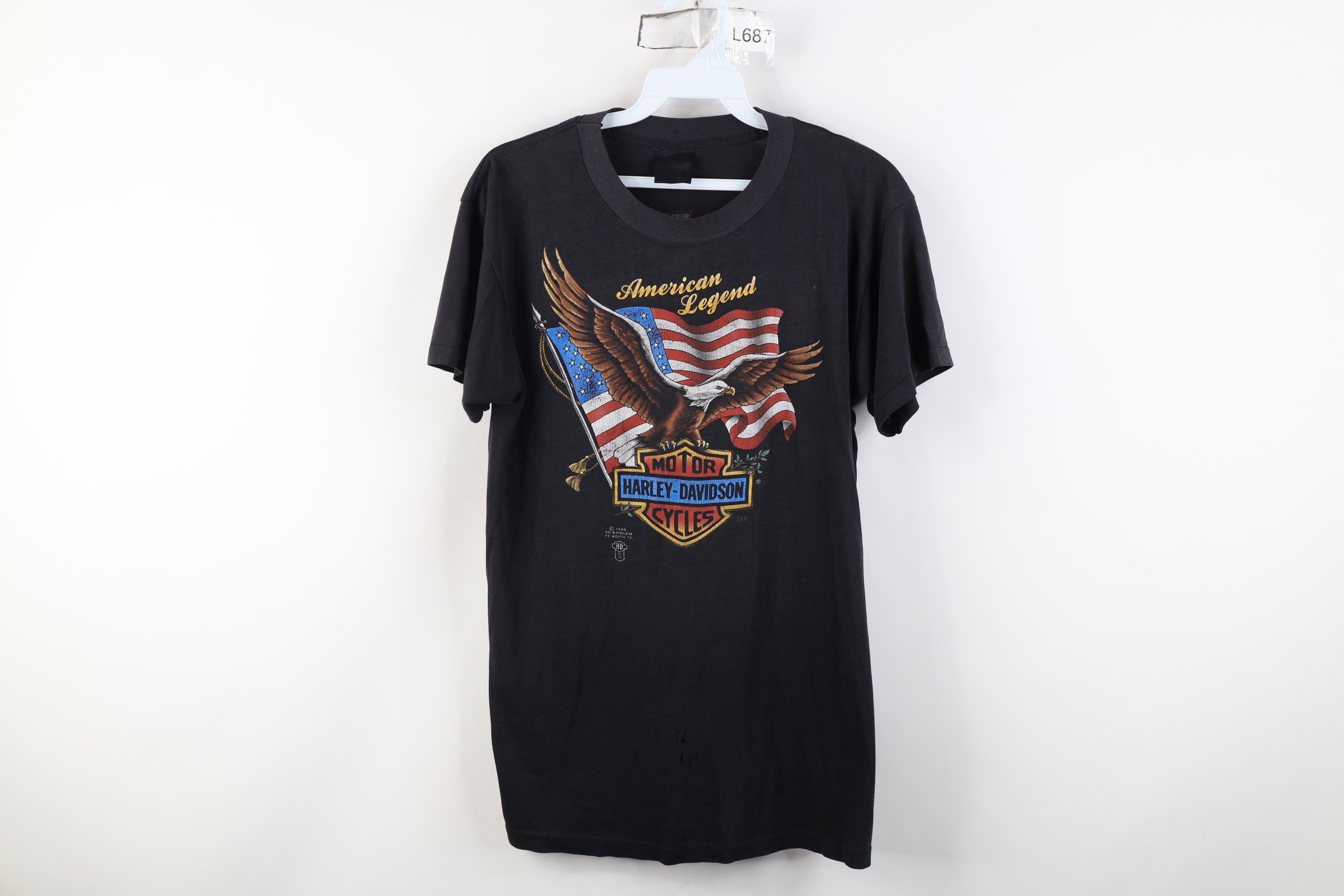 Harley Davidson Vintage 80s 3D Emblem Harley Davidson Eagle Flag T-Shirt USA Size US M / EU 48-50 / 2 - 1 Thumbnail