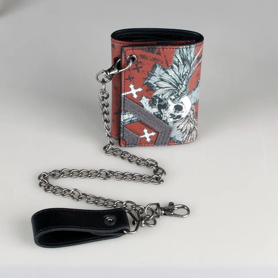 Japanese Brand × Vintage Men's Skull Cross Chain 3 Fold Men's Wallet Size ONE SIZE - 4 Thumbnail