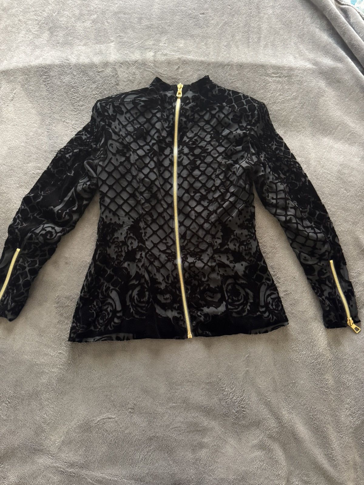 Balmain × H&M Balmain x H&M Black Velvet Jacket W/Gold Zipper Size 40 US M Size S / US 4 / IT 40 - 1 Thumbnail