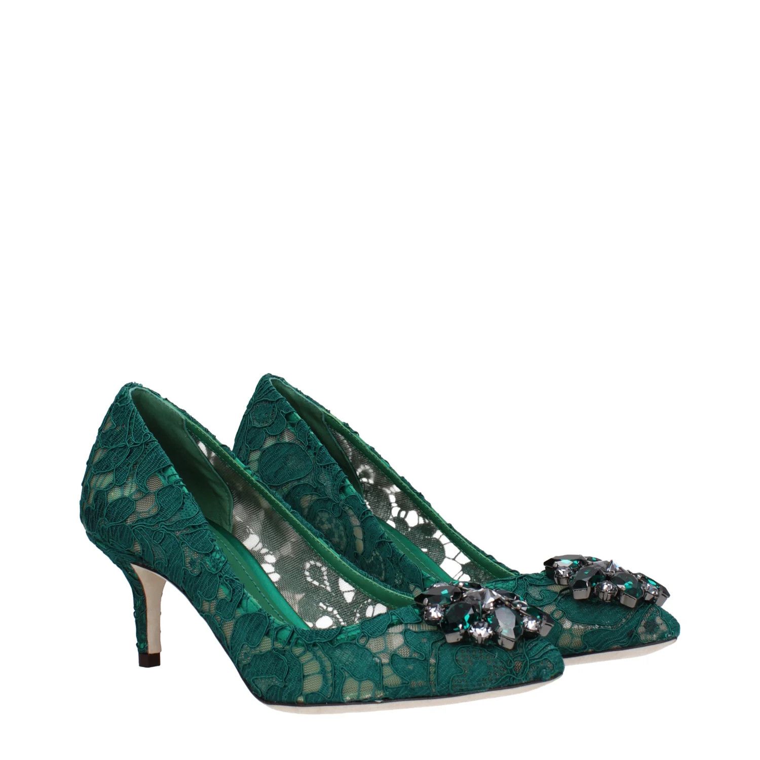 Dolce & Gabbana ob1o1e1124 Lace Pumps in Green Size US 8 / IT 38 - 2 Thumbnail