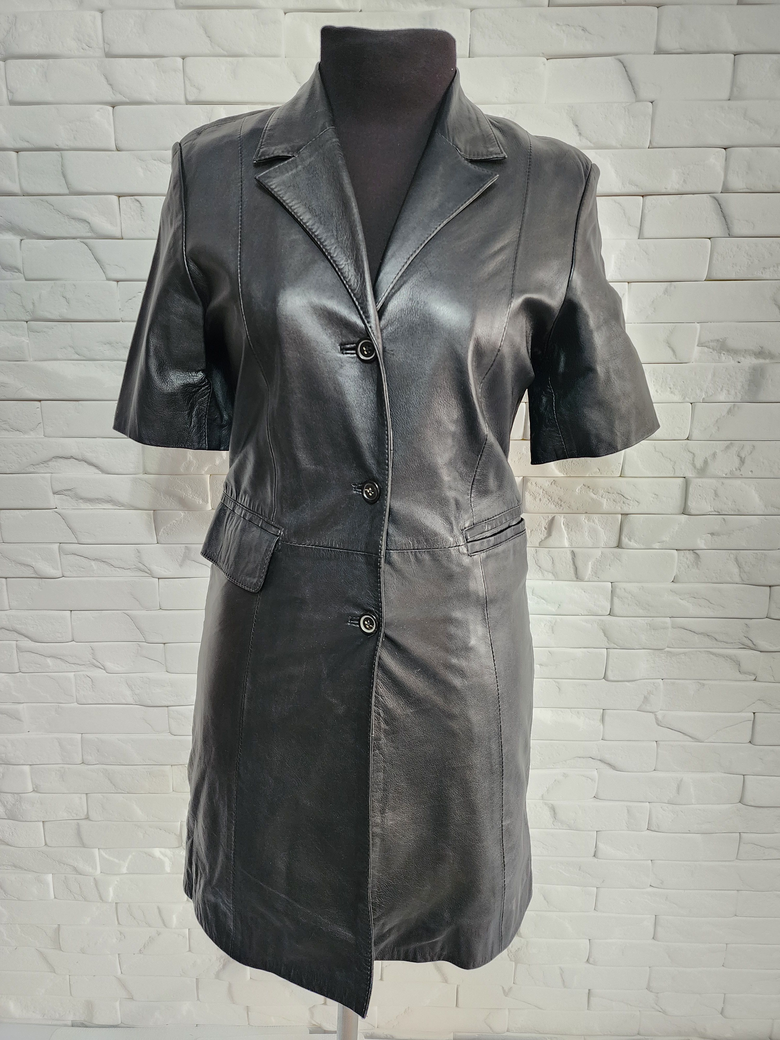 Genuine Leather Stylish long women's leather jacket. Size M / US 6-8 / IT 42-44 - 1 Thumbnail
