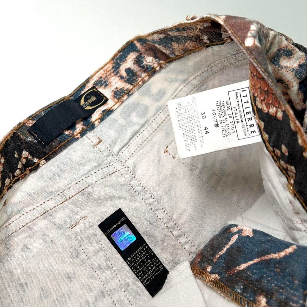 Just Cavalli NWT y2k Cavalli orange and blue snakeskin geometric jeans Size 30" / US 8 / IT 44 - 3 Thumbnail