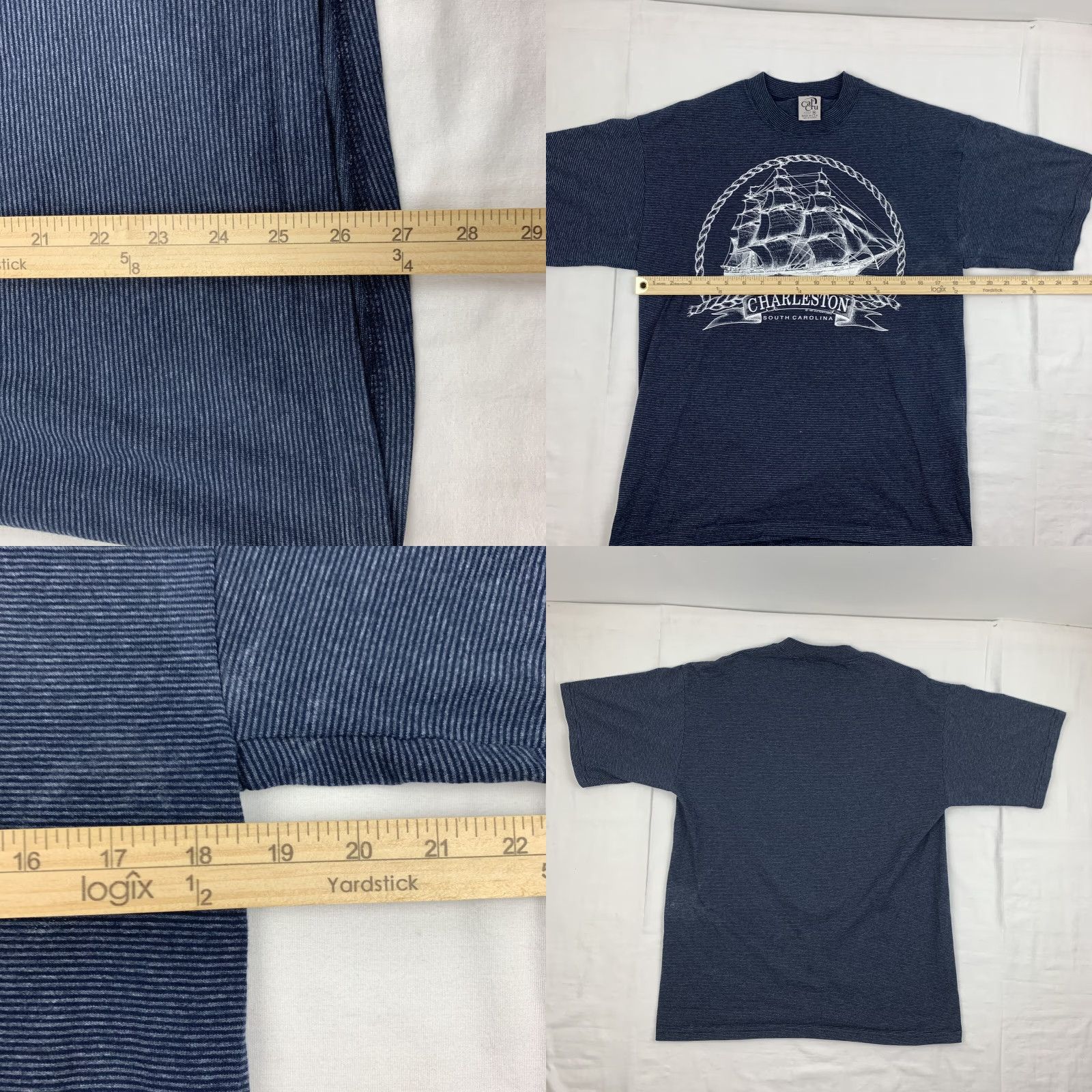 Vintage VINTAGE Charleston South Carolina T Shirt Adult Medium Blue Stripes Sailing 90s Size US M / EU 48-50 / 2 - 8 Thumbnail