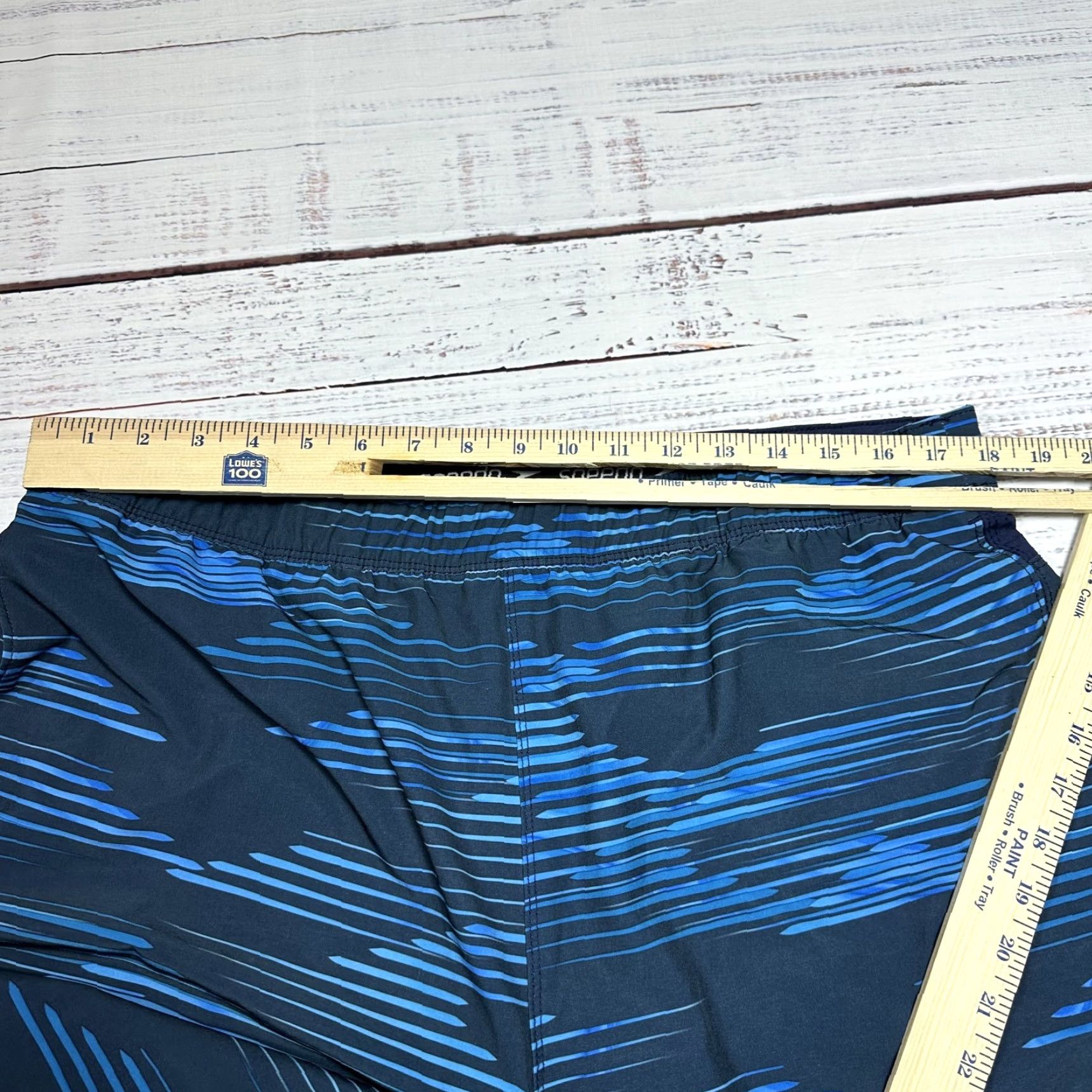 Speedo Speedo Men’s Blue Stripe Swim Trunks XL Bottoms Shorts Pull On Elastic Waistband Size US 36 / EU 52 - 2 Thumbnail
