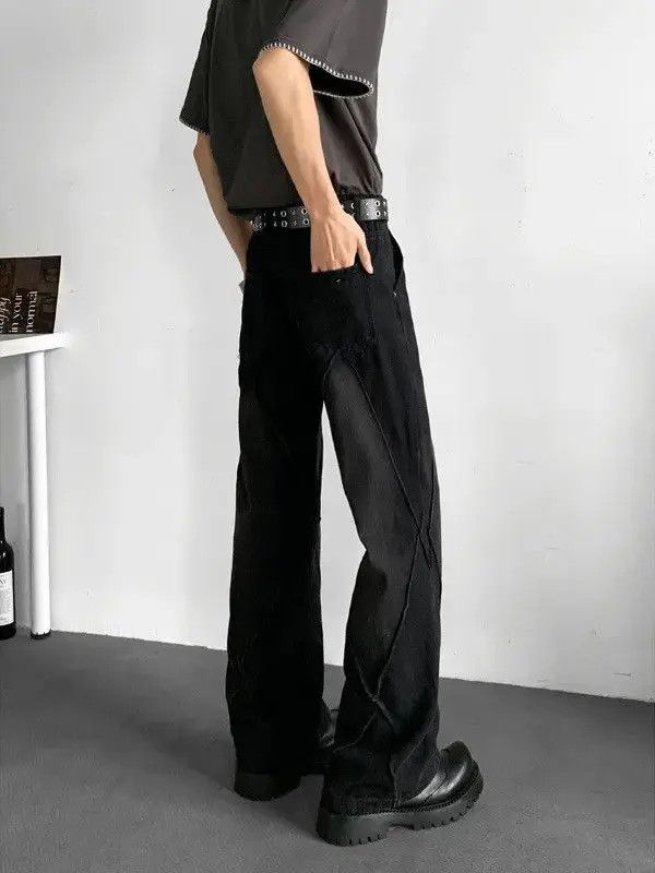 Japanese Brand Retro loose tie dye patchwork micro flared jeans Size US 32 / EU 48 - 4 Thumbnail