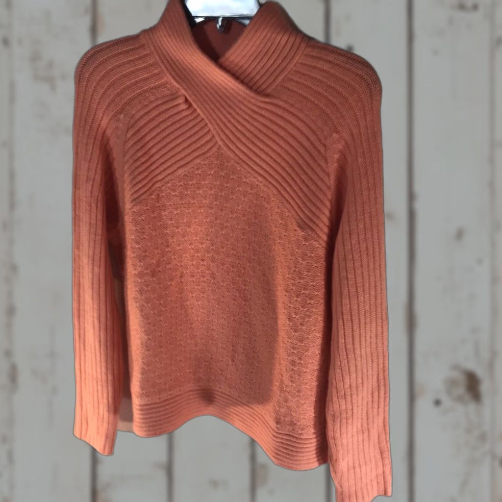 Vintage Relativity Womens Sweater L Open-Knit V-Neck Pullover Fall Winter Casual Knit Peach Size L / US 10 / IT 46 - 1 Thumbnail