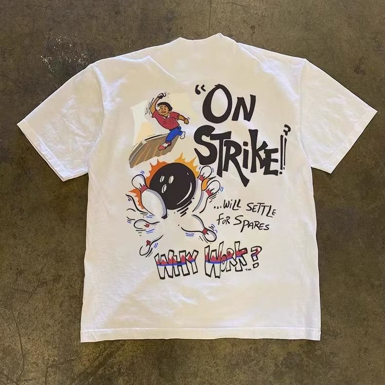 Vintage White retro bowling print t-shirt Size US M / EU 48-50 / 2 - 1 Thumbnail
