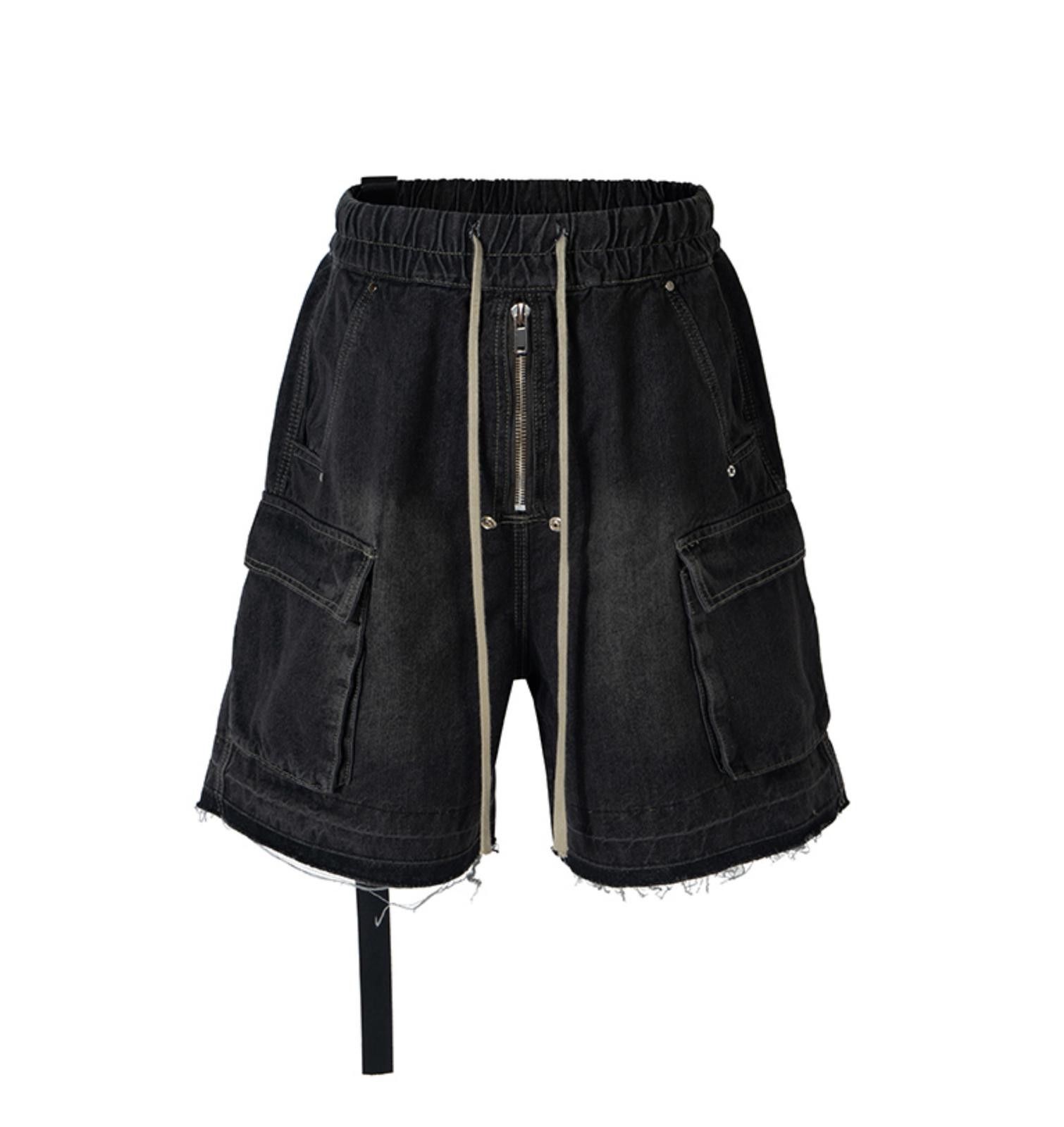 Vintage Black Cargo Denim Shorts with Elastic Waistband Size US 32 / EU 48 - 3 Thumbnail