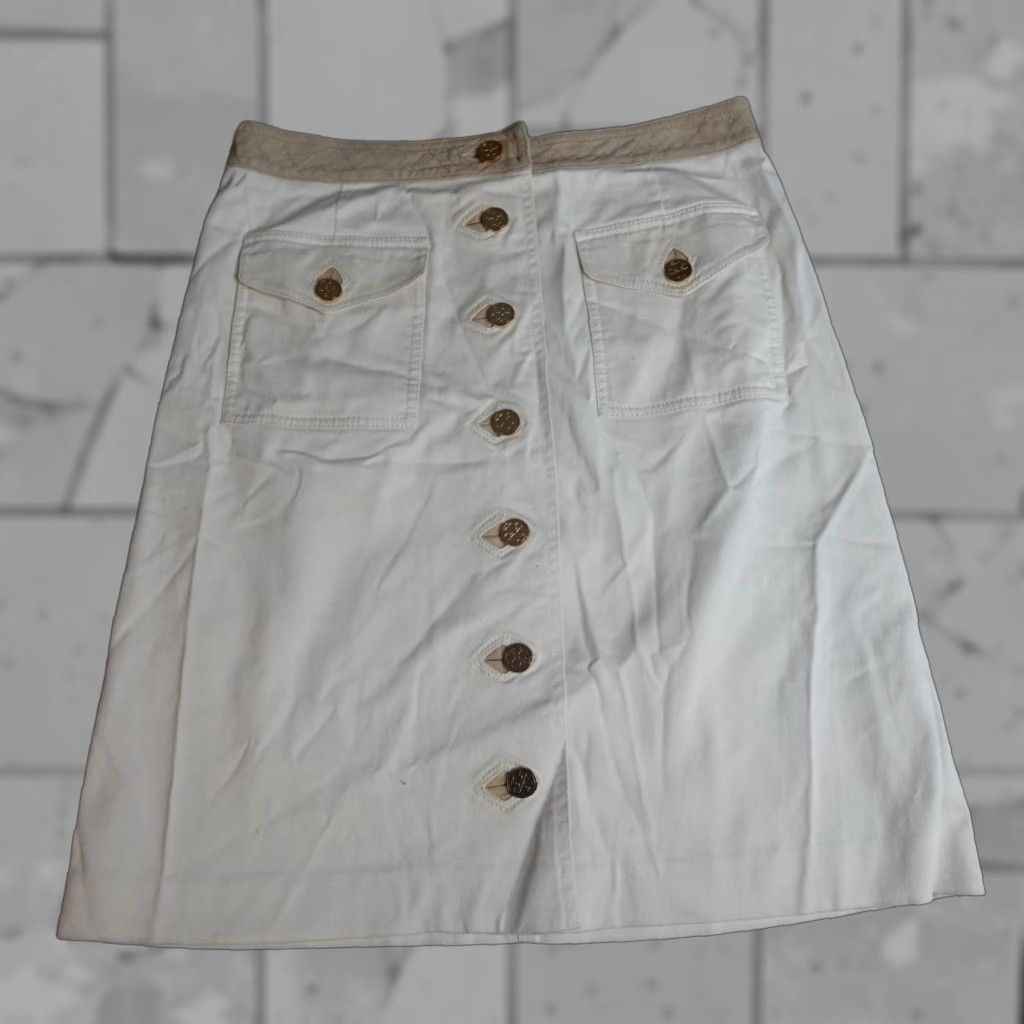 Tory Burch Womens Skirt 8 Beige A-Line Safari Cargo Pockets