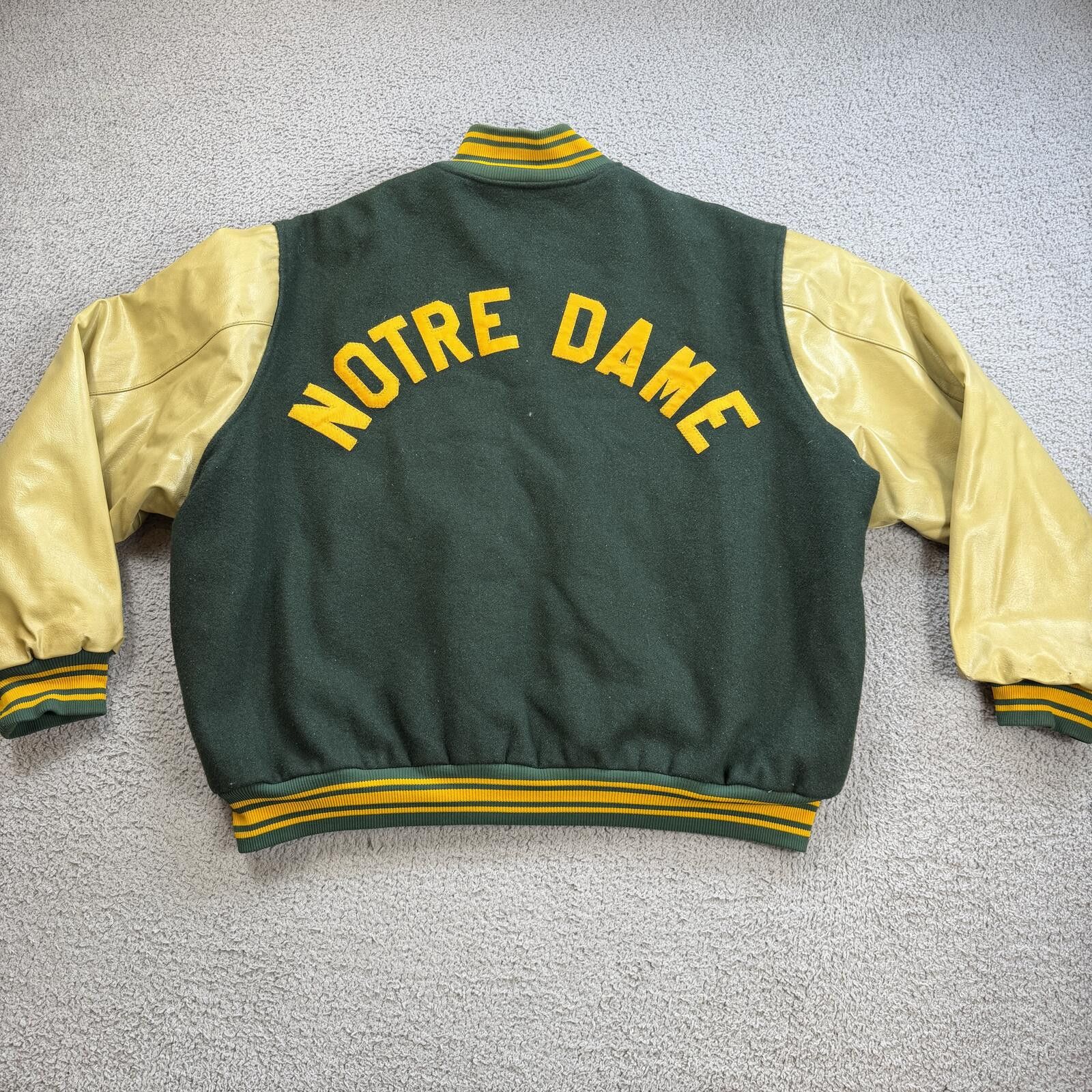 Other Vintage Notre Dame Varsity Jacket Green Wool Leather XXL Size US XXL / EU 58 / 5 - 1 Thumbnail