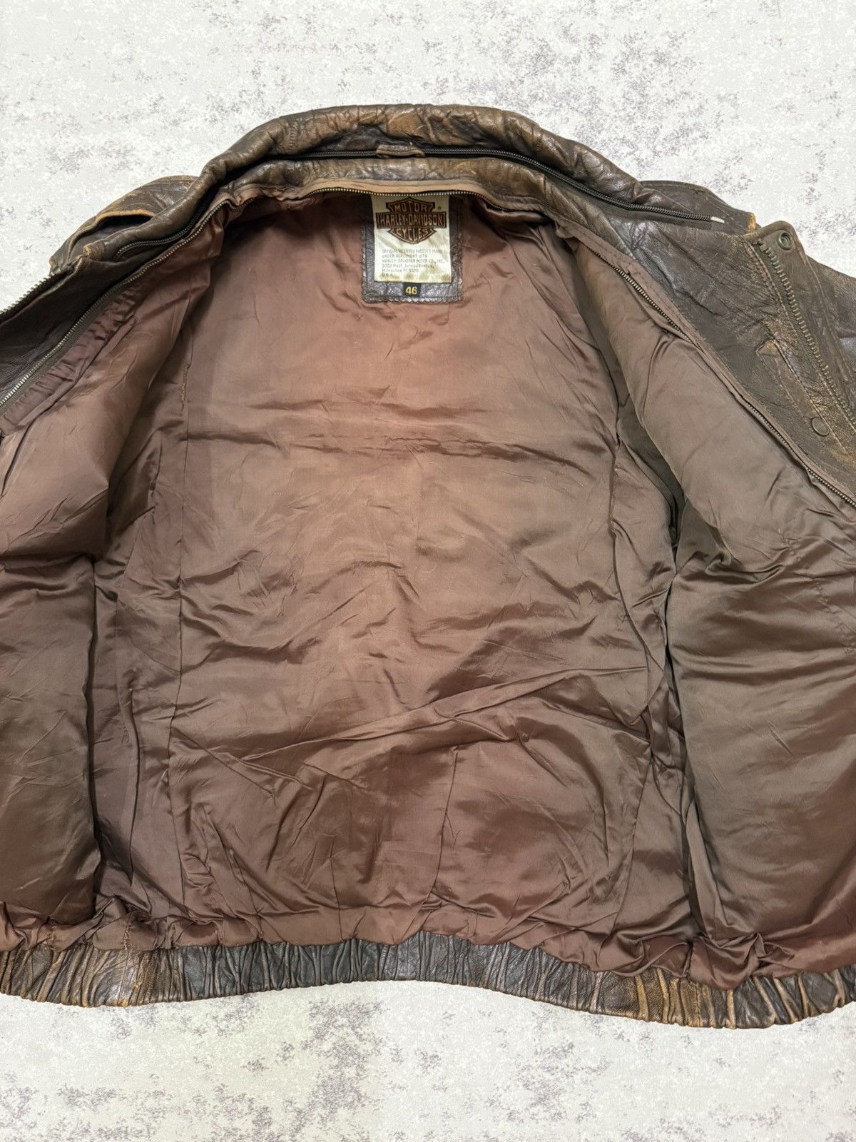 Harley Davidson Vintage Harley Davidson Brown Leather Bomber Jacket Size US XXL / EU 58 / 5 - 10 Thumbnail