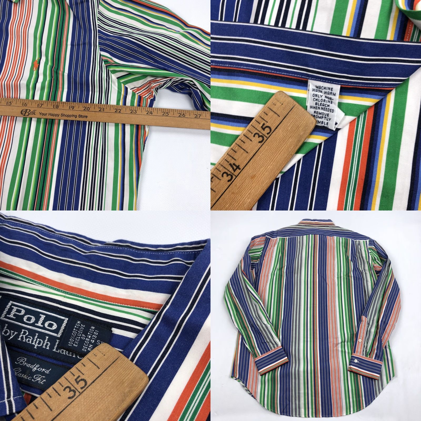 Polo Ralph Lauren Polo Ralph Lauren Shirt Bradford Classic Fit Multi-Stripe Button-Down Mens L Navy Green Orange White Black Size US L / EU 52-54 / 3 - 8 Thumbnail