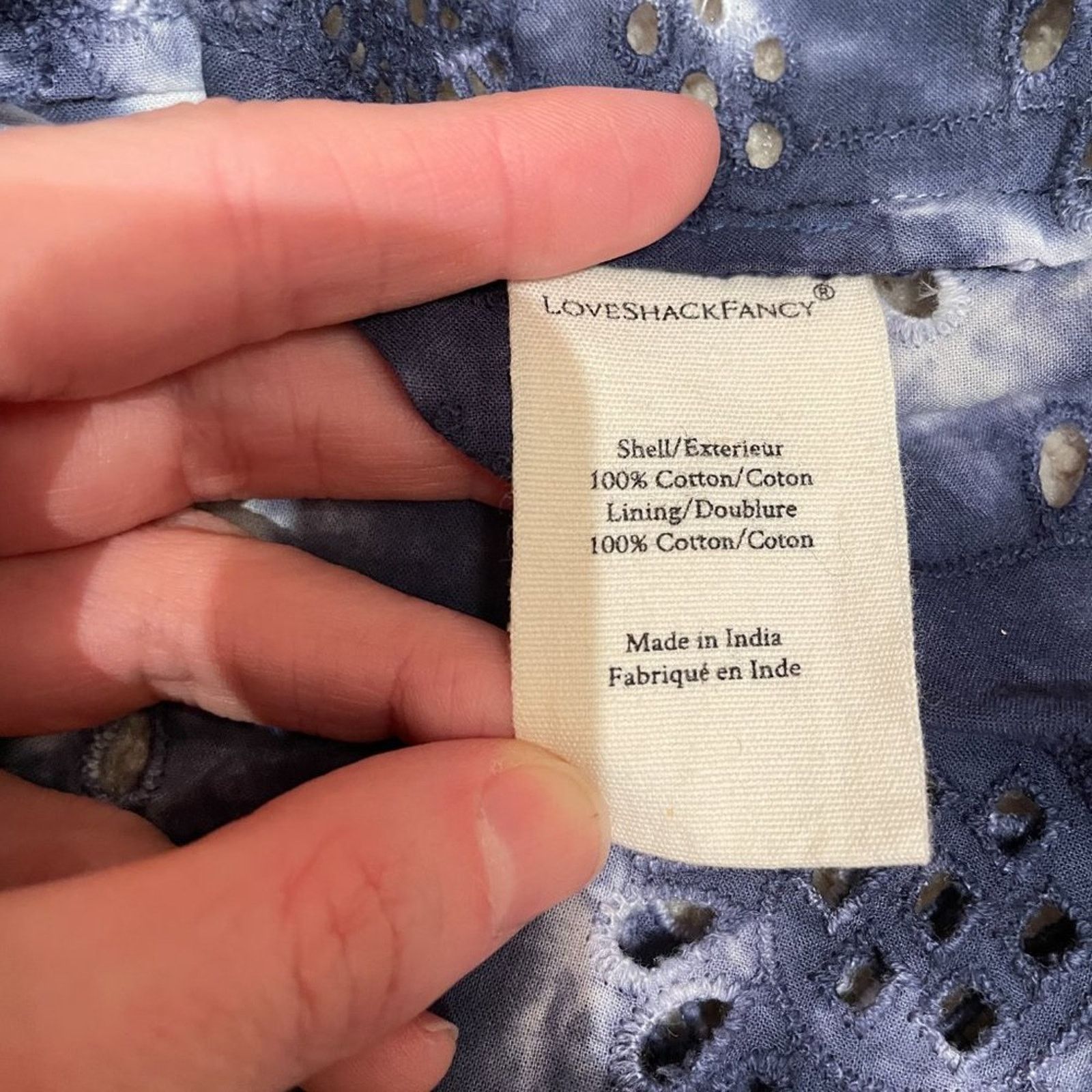 LoveShackFancy NEW LoveShackFancy Elspeth Dress in Midnight Hand Dye Blue Size L / US 10 / IT 46 - 10 Thumbnail