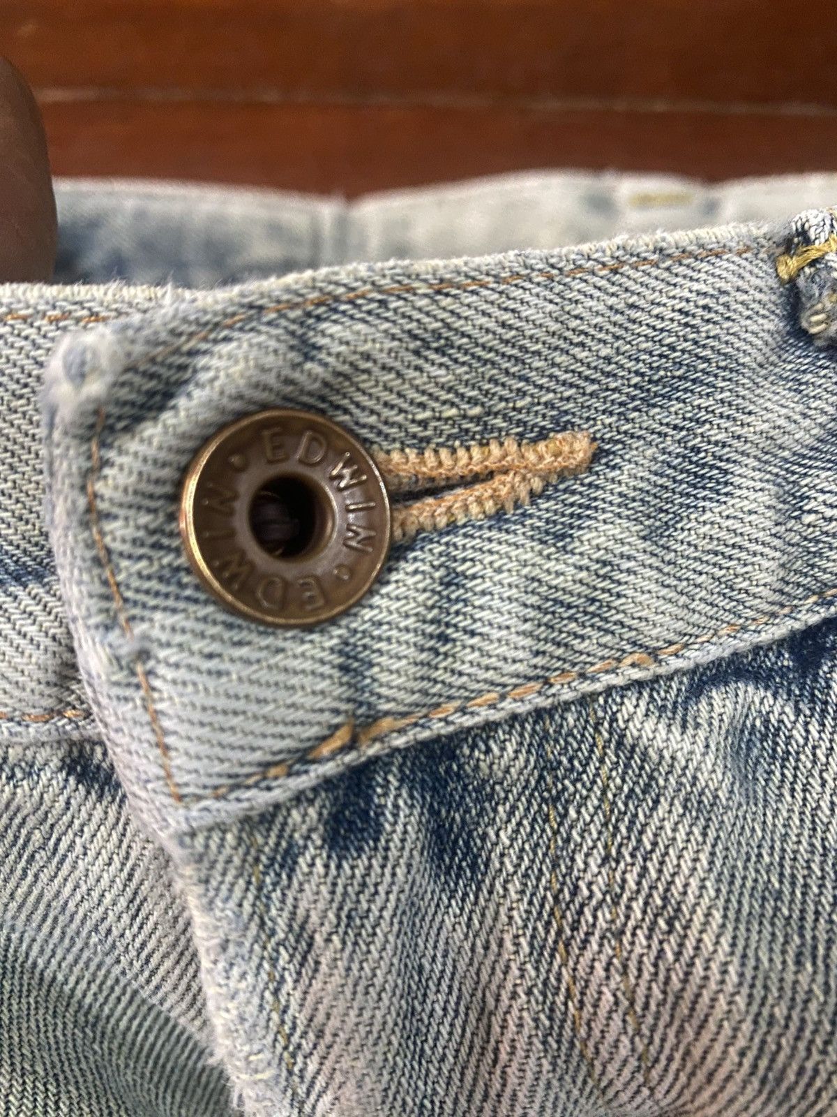 Edwin VINTAGE EDWIN 505 SELVEDGE DISTRESSED DENIM JEANS mud wash Size US 33 - 16 Thumbnail