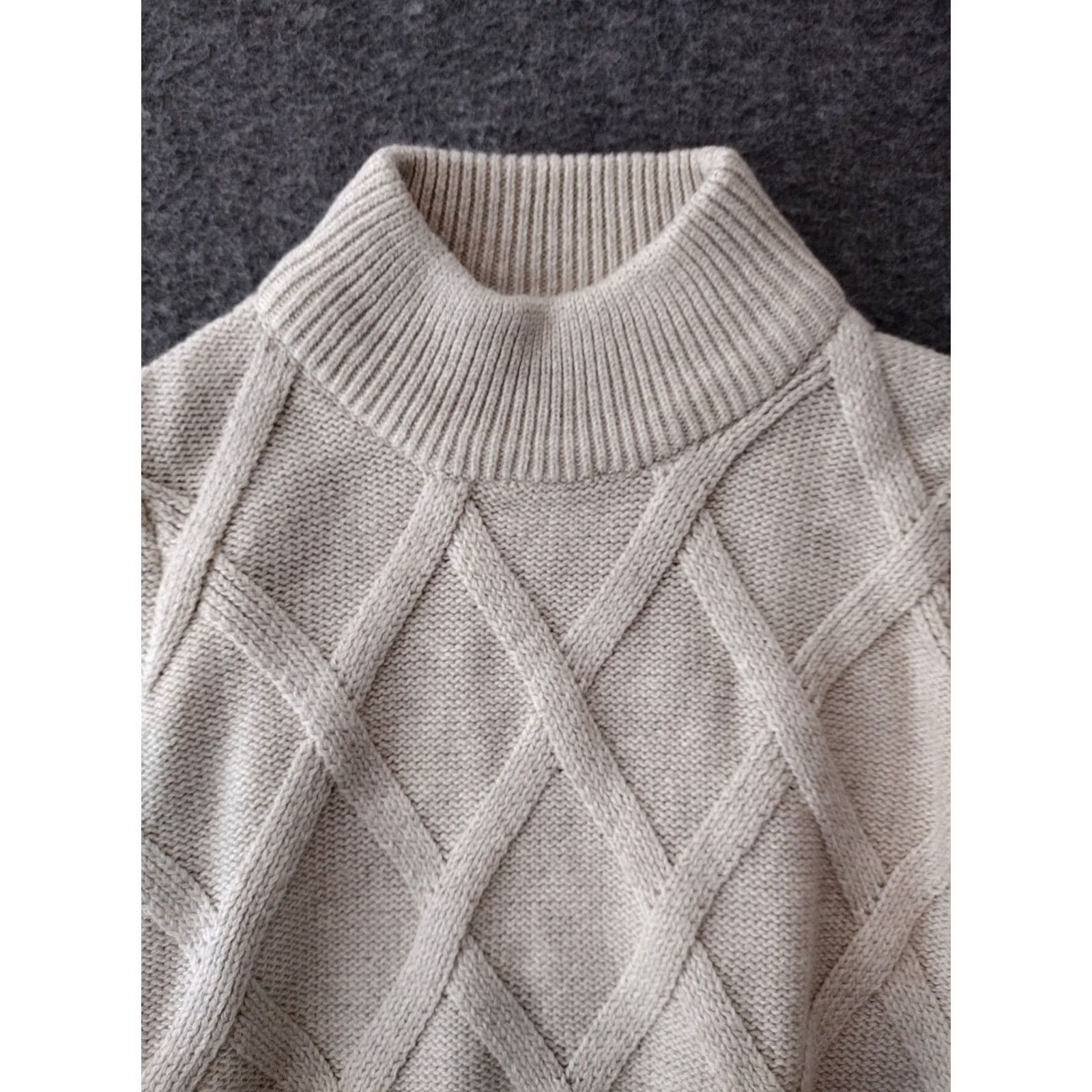 Vintage Nube Beige Knit Patterned Turtleneck Sweater S/M Wool Womens Knit Pattern Pullover Beige Open-Knit Fall Winter Vintage: No Size S / US 4 / IT 40 - 3 Thumbnail