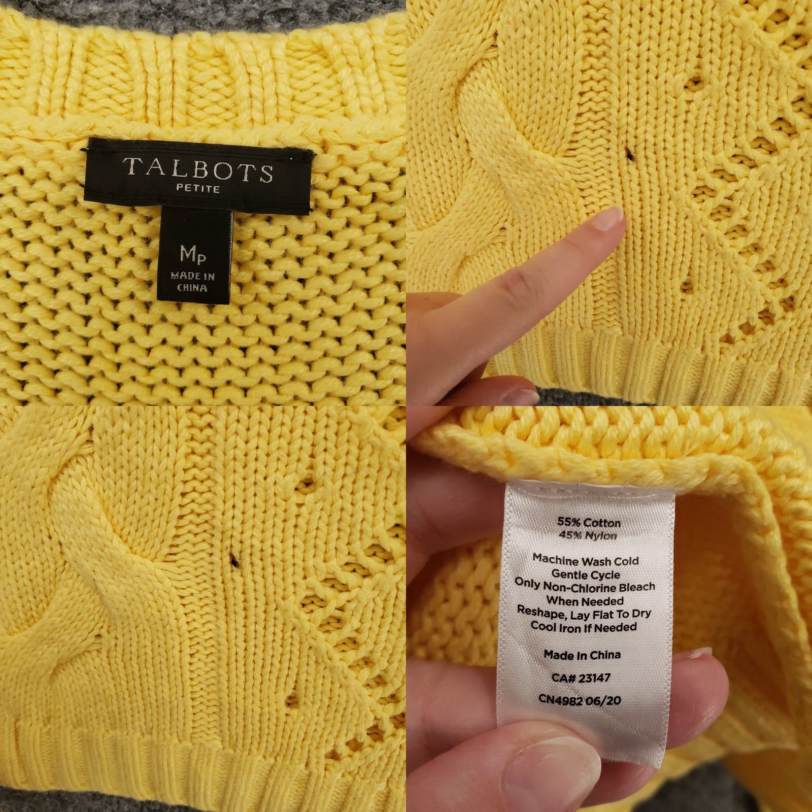 Talbots Talbots Sweater Womens PM Medium Petite Yellow Cable Knit Crew Neck Pullover Size M / US 6-8 / IT 42-44 - 8 Thumbnail
