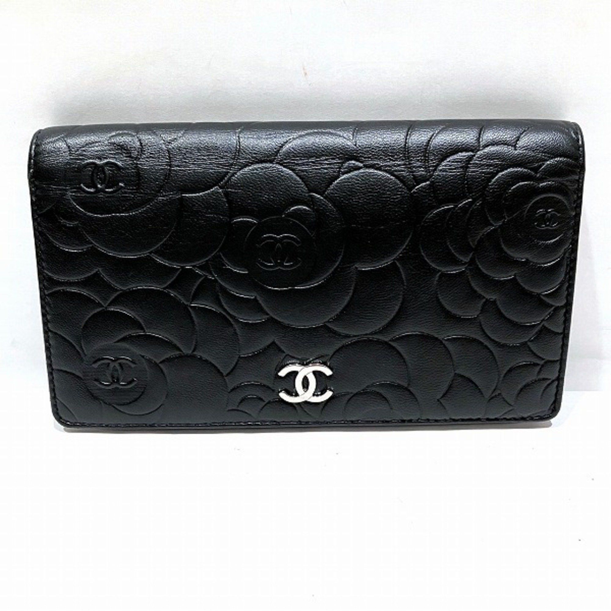 image of Chanel Camellia A36544 Wallet Long Ladies in Black, Women's
