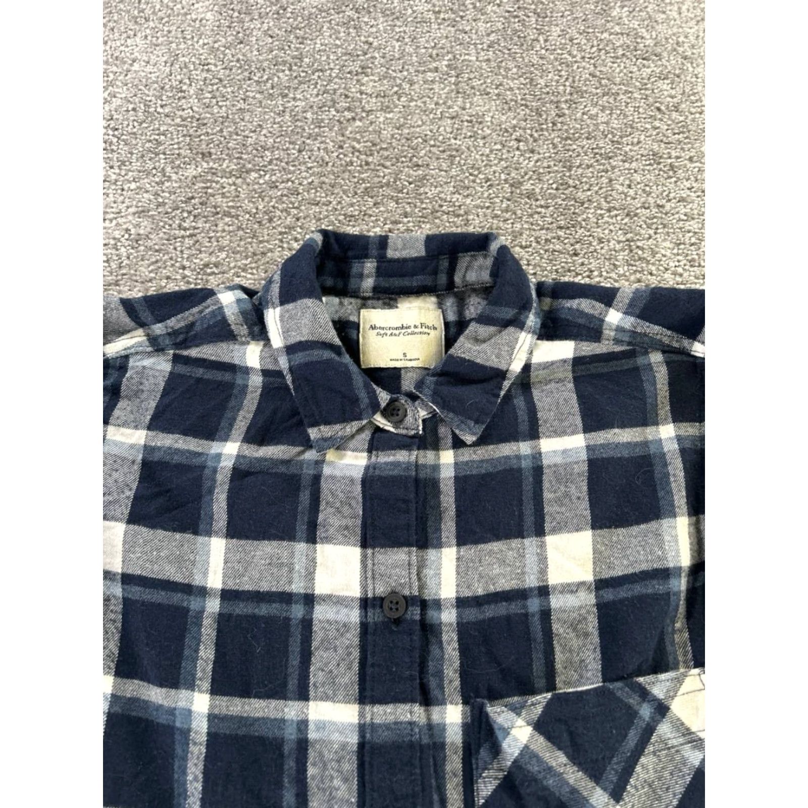 Abercrombie & Fitch Abercrombie & Fitch Shirt Womens Small Blue Plaid Button-Up Knit Viscose Short Sleeve? Size S / US 4 / IT 40 - 2 Thumbnail