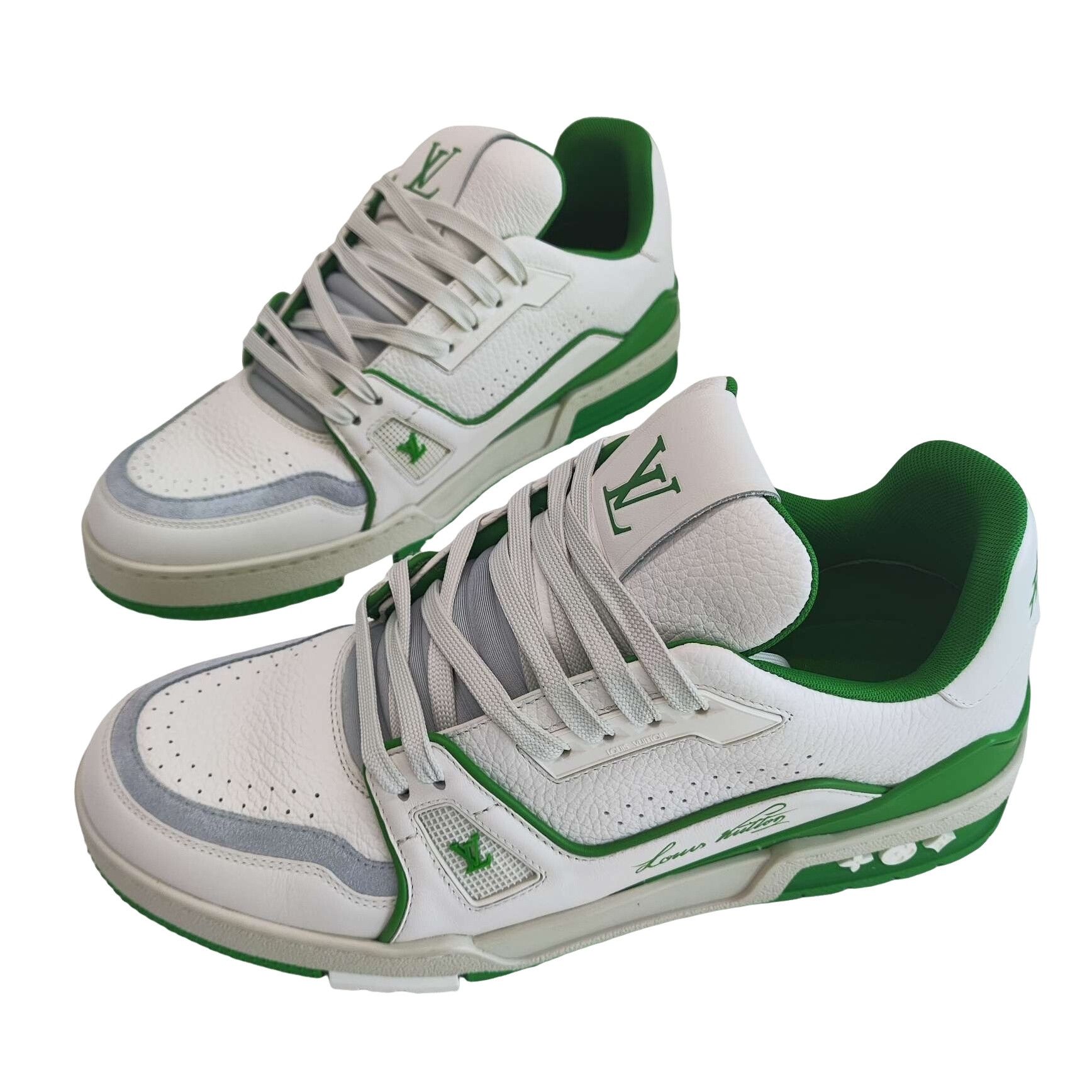 Louis Vuitton Louis Vuitton Green White Trainer Sneakers Size 8 Size US 8 / EU 41 - 1 Thumbnail