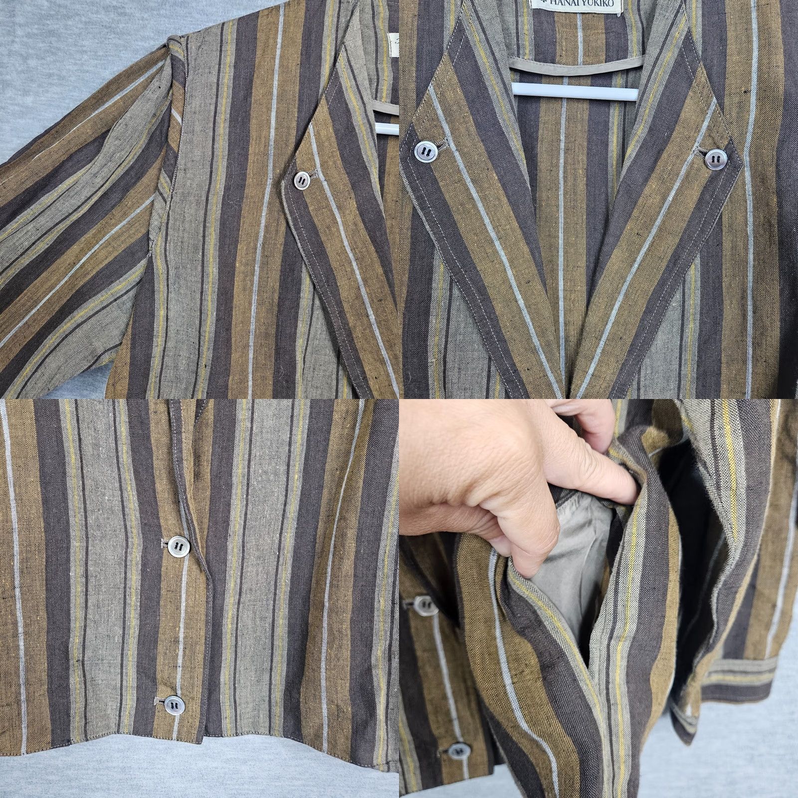 Vintage VINTAGE Hanai Yukiko Blazer Linen Button Long Sleeve Brown Womens M Size M / US 6-8 / IT 42-44 - 9 Thumbnail