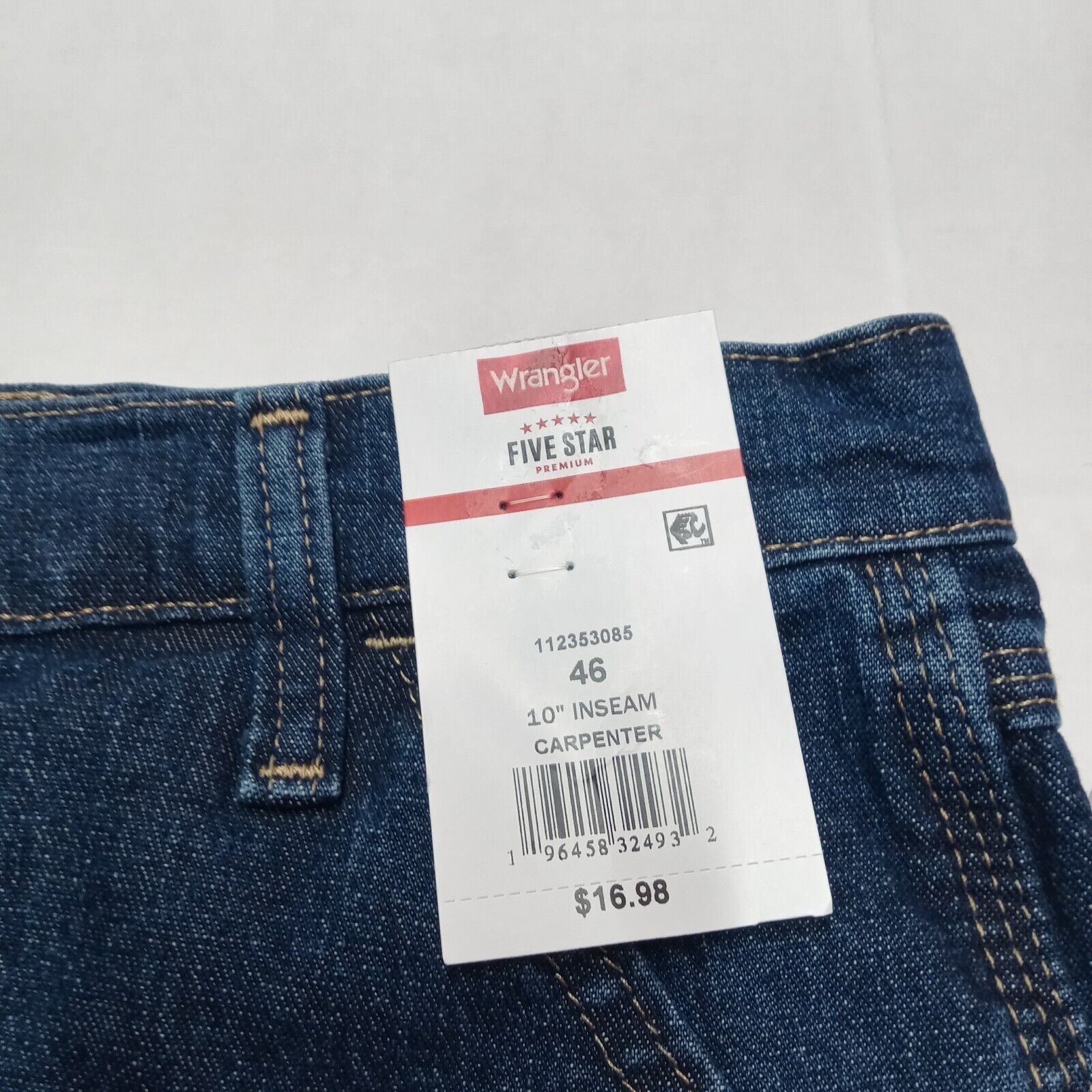 Wrangler Wrangler Carpenter Flex Denim Shorts Men's 46 Blue 10" Ins Size US 44 / EU 60 - 2 Thumbnail