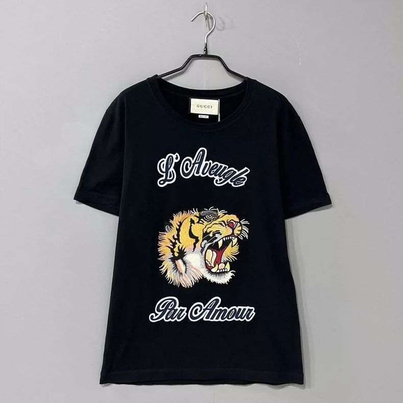 Gucci Black Tiger Embroidered Short Sleeve TShirt-2506 Size S / US 4 / IT 40 - 2 Thumbnail