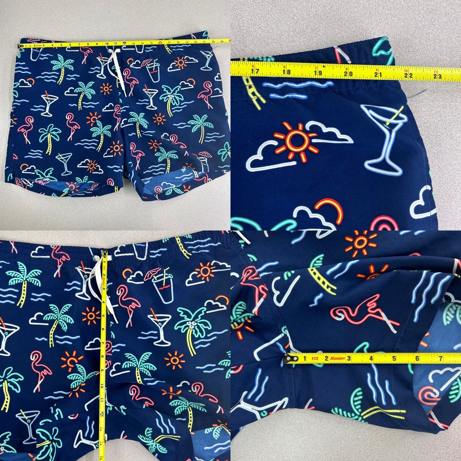 Chubbies Chubbies Swim Trunks Mens XXL Navy Blue Neon Flamingo Palm Tree Size US 39 - 8 Thumbnail