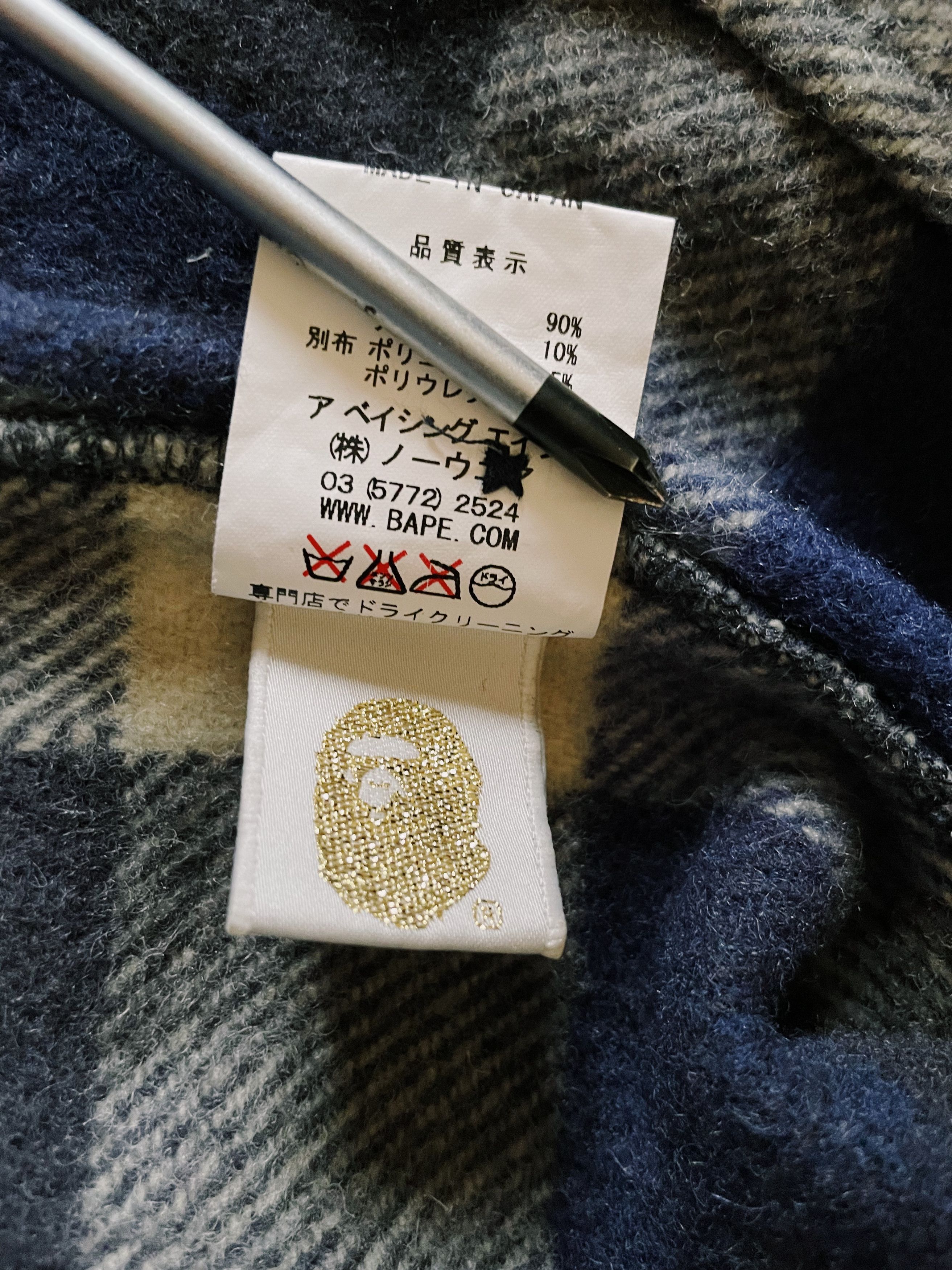 Bape × Nigo × Vintage Vintage Y2K Bape A Bathing Ape Checkered CPO Wool Shirt Size US M / EU 48-50 / 2 - 7 Thumbnail