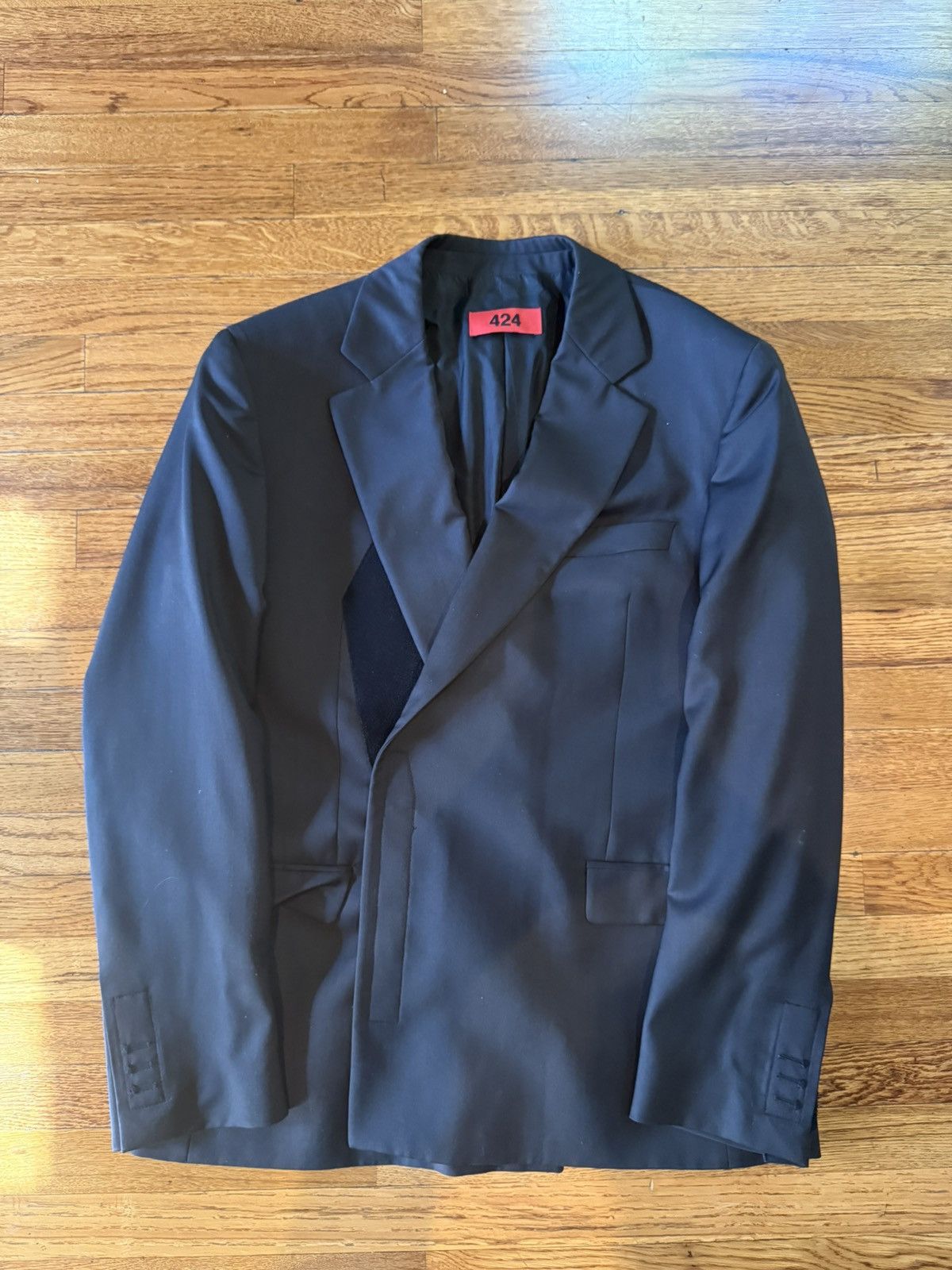 424 424 BLAZER all-black velcro Suit Size 38R - 1 Thumbnail