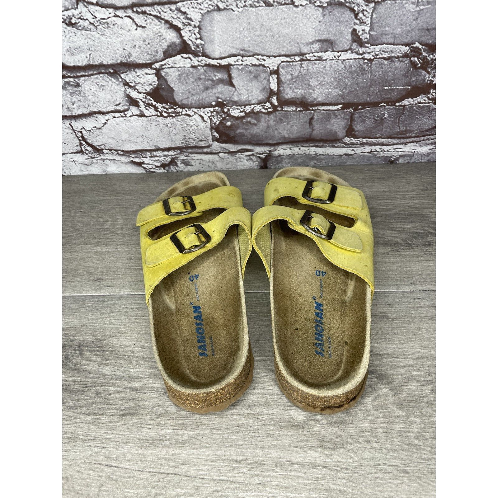 Other Sanosan Yellow Leather Arizona Slides Casual Cork Sandals Wo Size US 9.5 / IT 39.5 - 6 Thumbnail