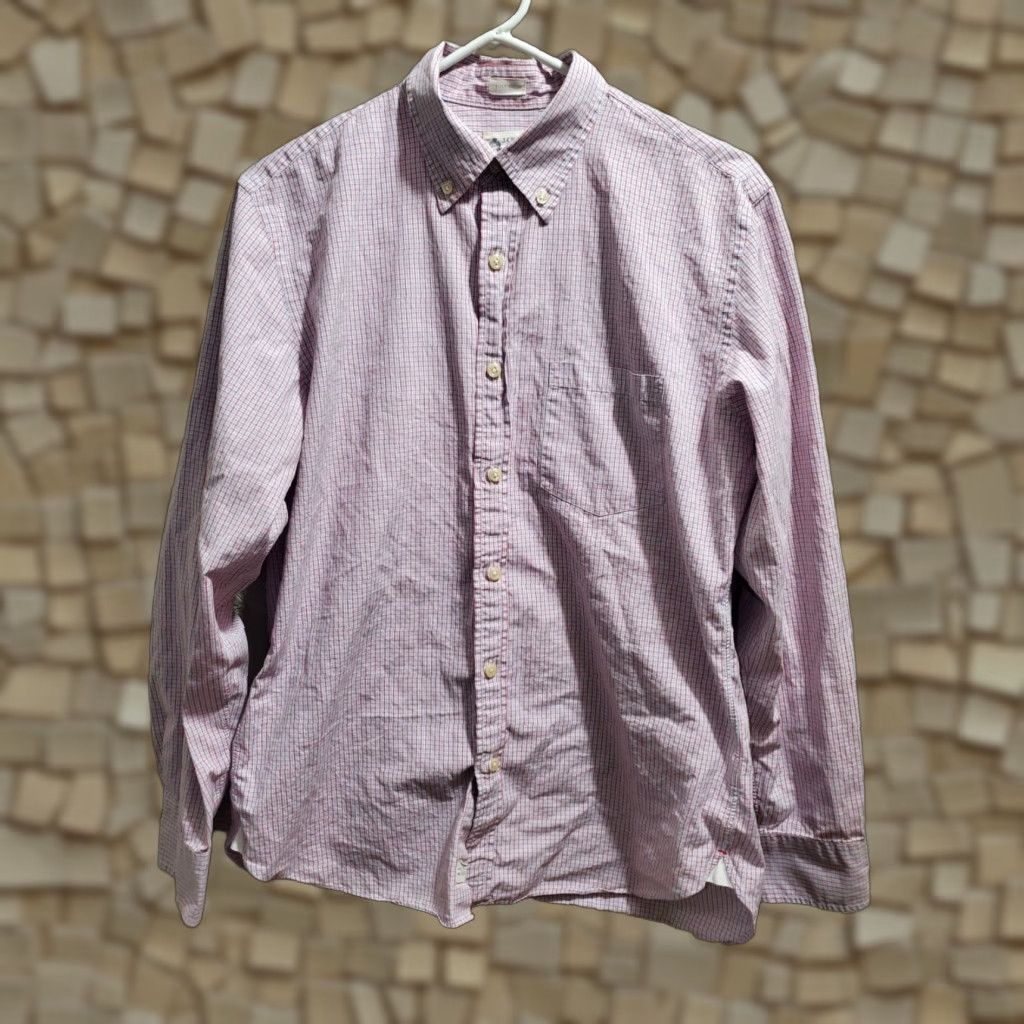 J.Crew J.CREW Shirt Mens Medium Long Sleeve Button-Up 2 Ply Cotton Checkered White Red Size US M / EU 48-50 / 2 - 1 Thumbnail