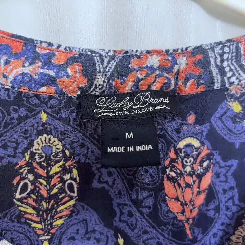 Lucky Brand Lucky Brand V Neck Blouse Women's Medium M Floral Blue Size M / US 6-8 / IT 42-44 - 4 Thumbnail