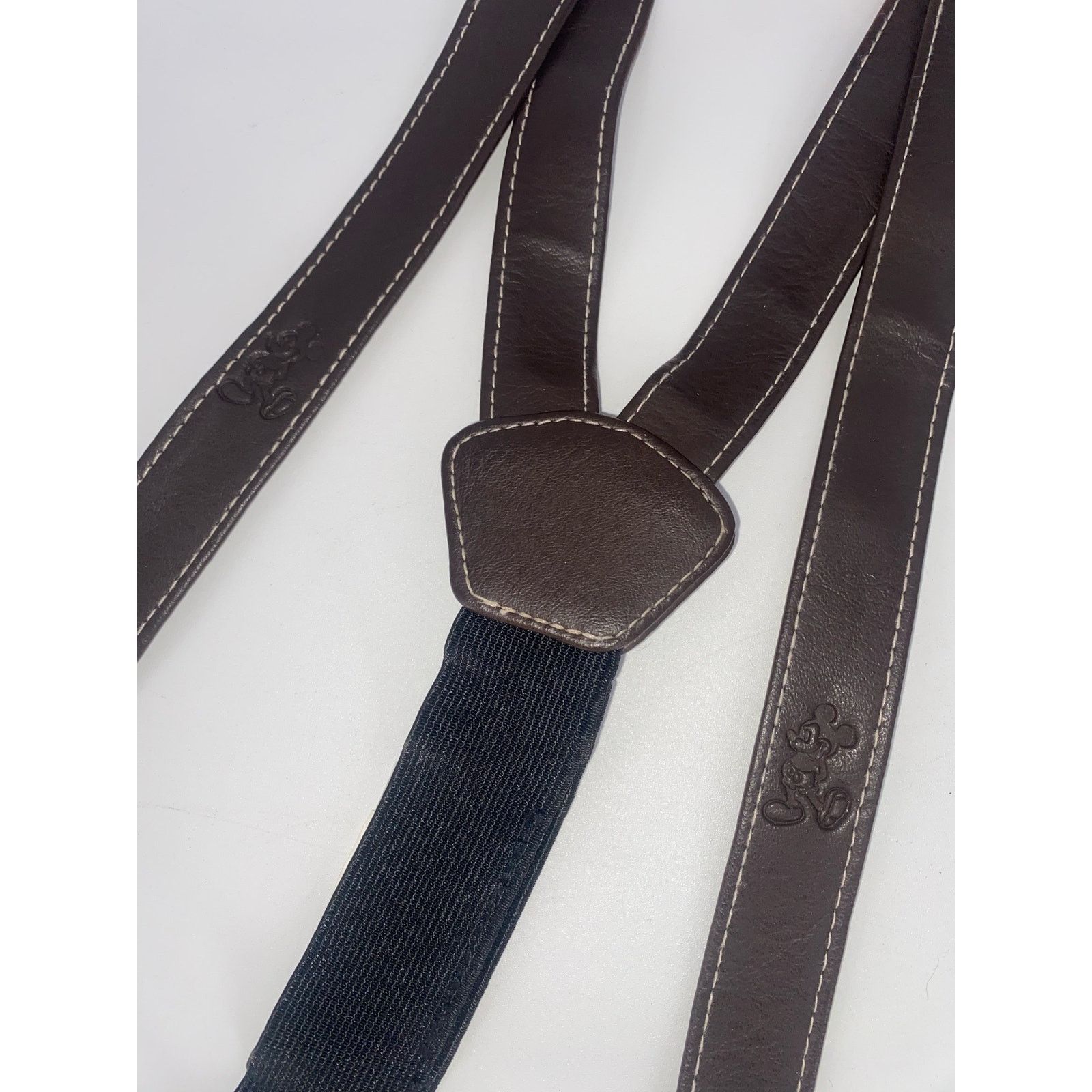 Disney MICKEY MOUSE BROWN LEATHER SUSPENDERS! PRETTY COOL! Size ONE SIZE - 3 Thumbnail