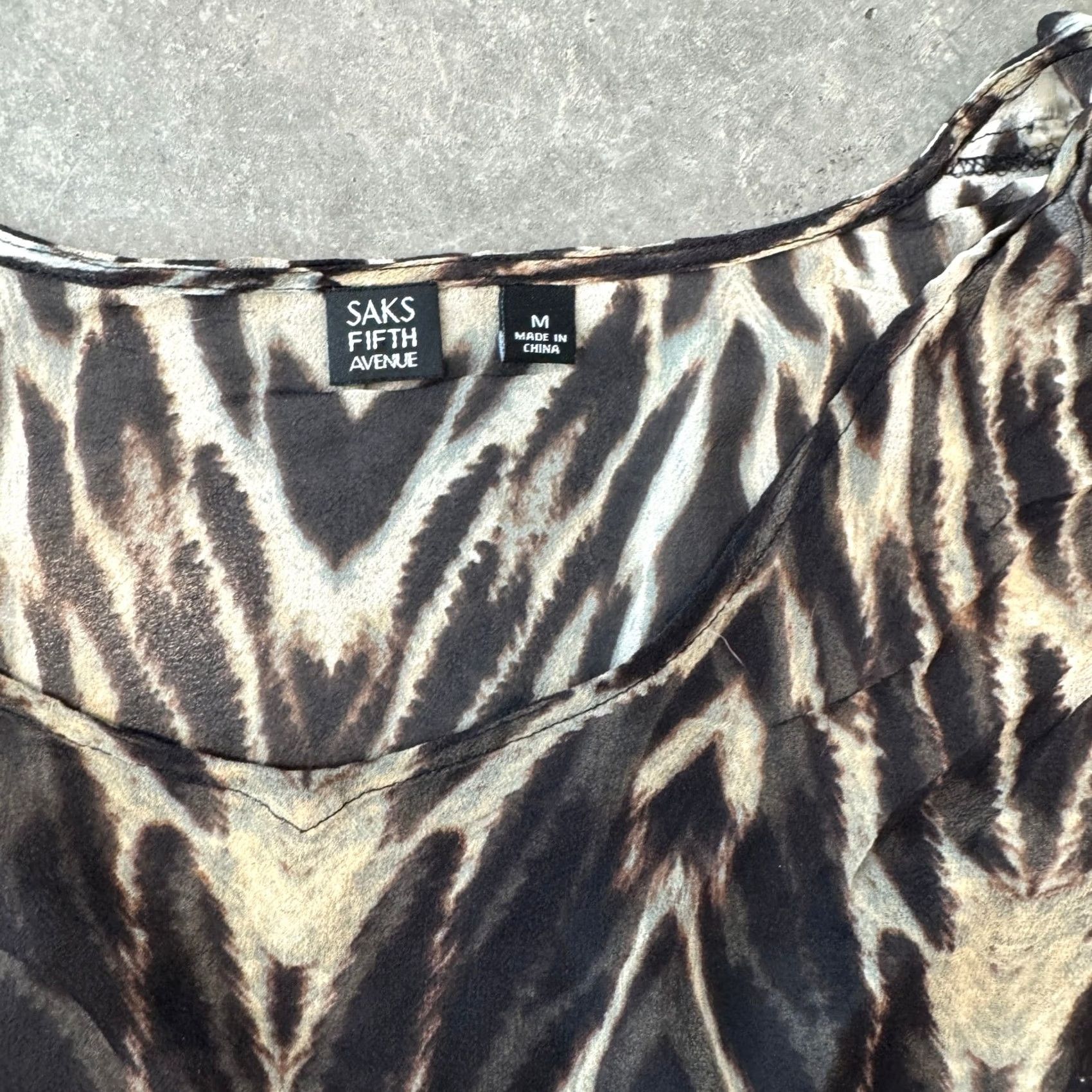 Vintage VINTAGE Saks Fifth Ave Sheer Animal Blouse Black Tan Stripes M Women Blouse Size M / US 6-8 / IT 42-44 - 3 Thumbnail
