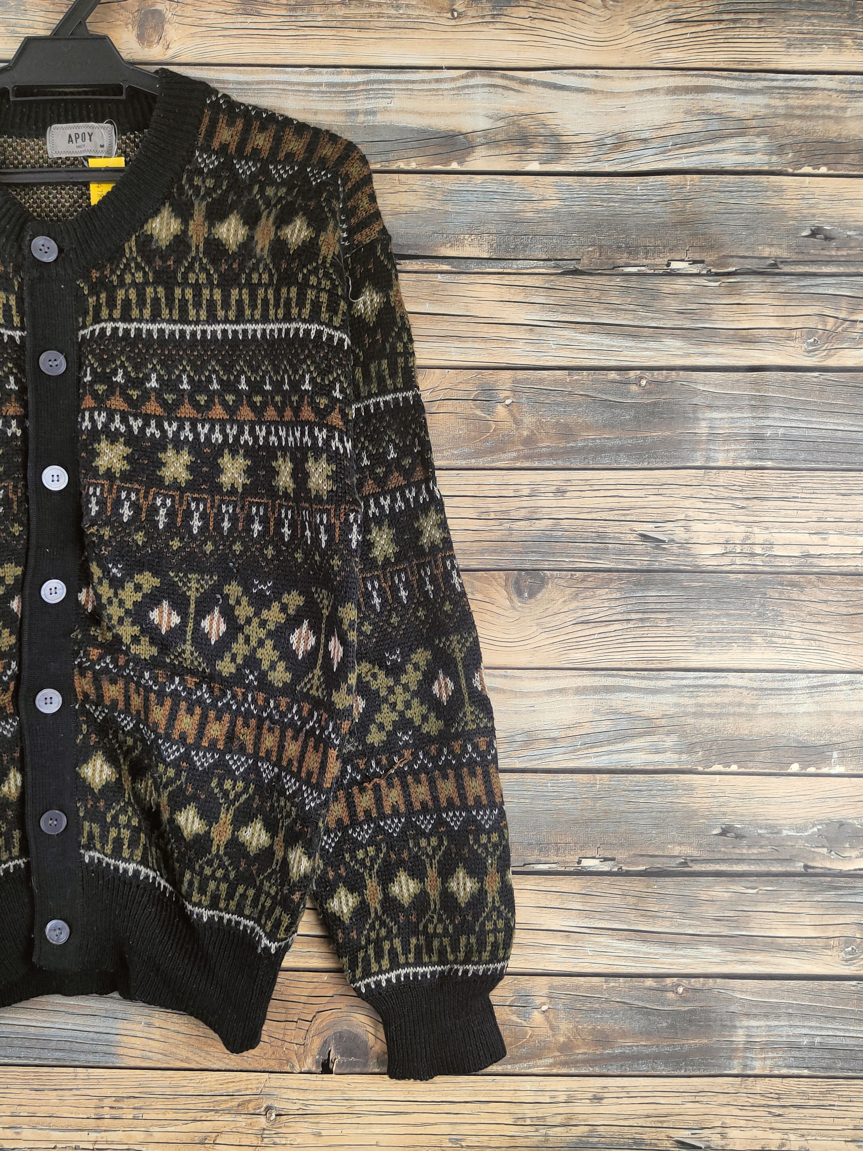 Japanese Brand DL Apoy art vintage Black Knitwear Cardigans #46-478 Size US M / EU 48-50 / 2 - 6 Thumbnail