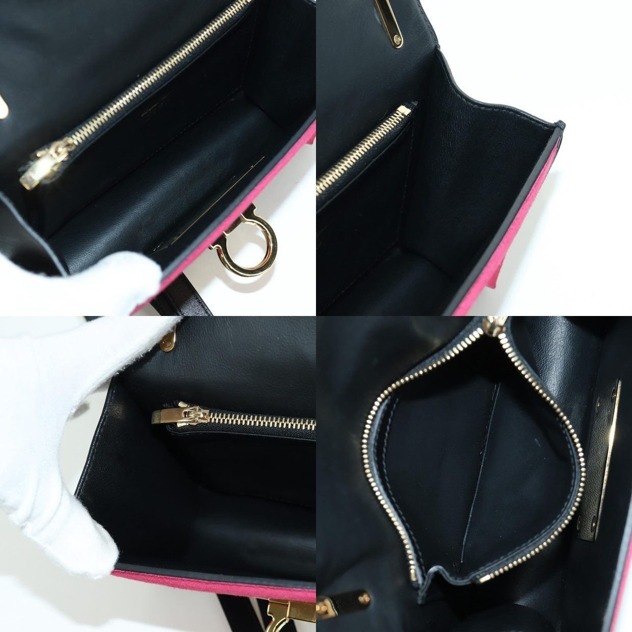 Salvatore Ferragamo Salvatore Ferragamo Suede Gancini Shoulder Bag Black Size ONE SIZE - 12 Thumbnail